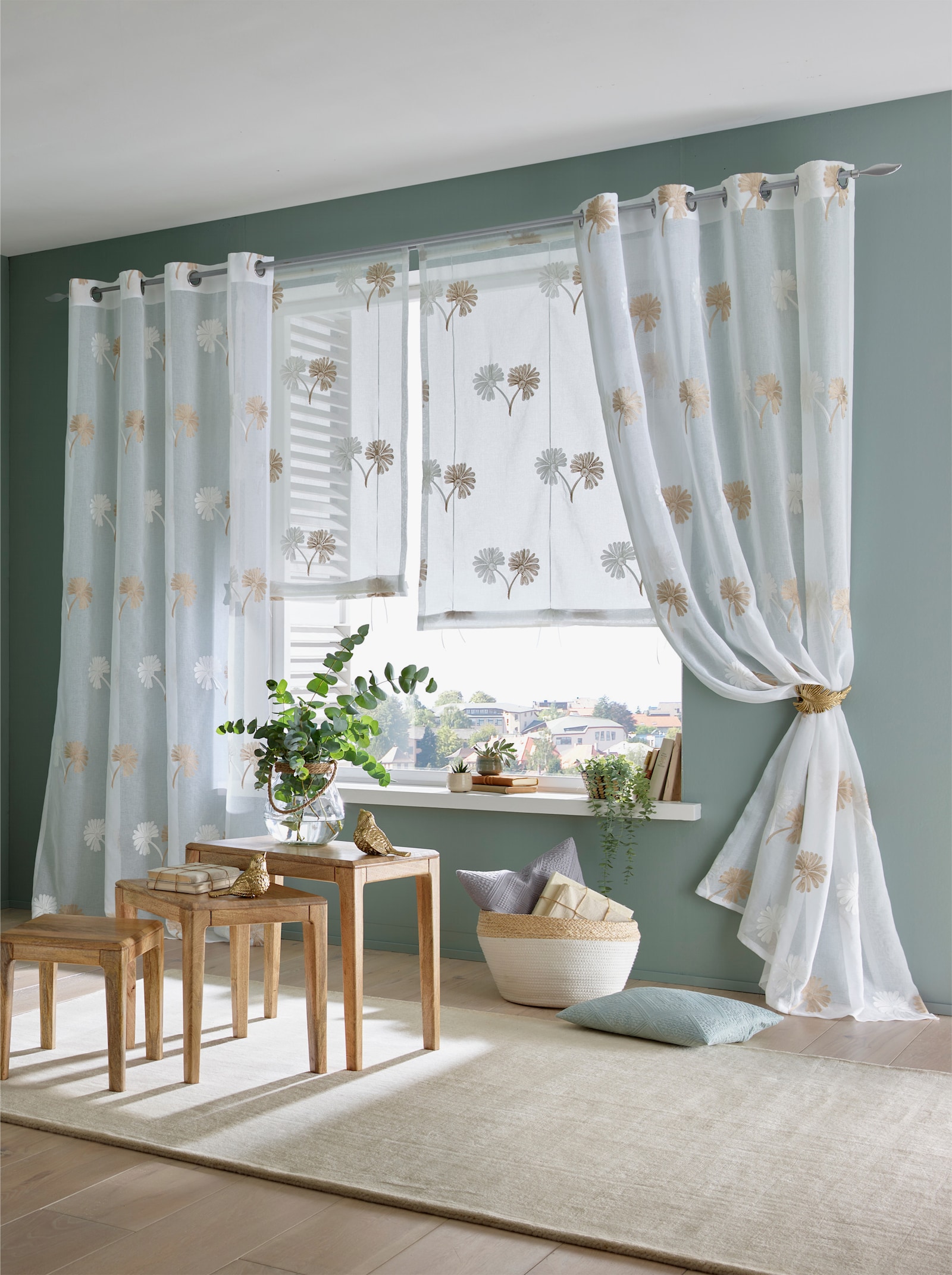 heine home Bändchenrollo - taupe-offwhite