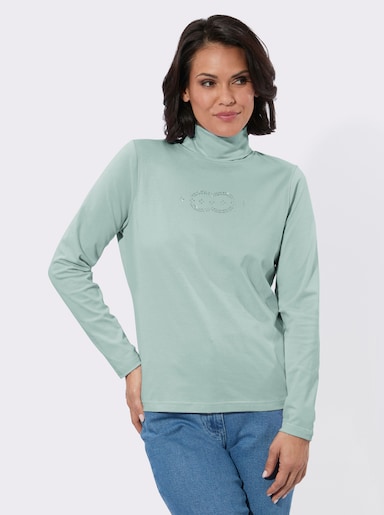 Rollkragenshirt mit Metallplättchen-Verzierung - kalkmint