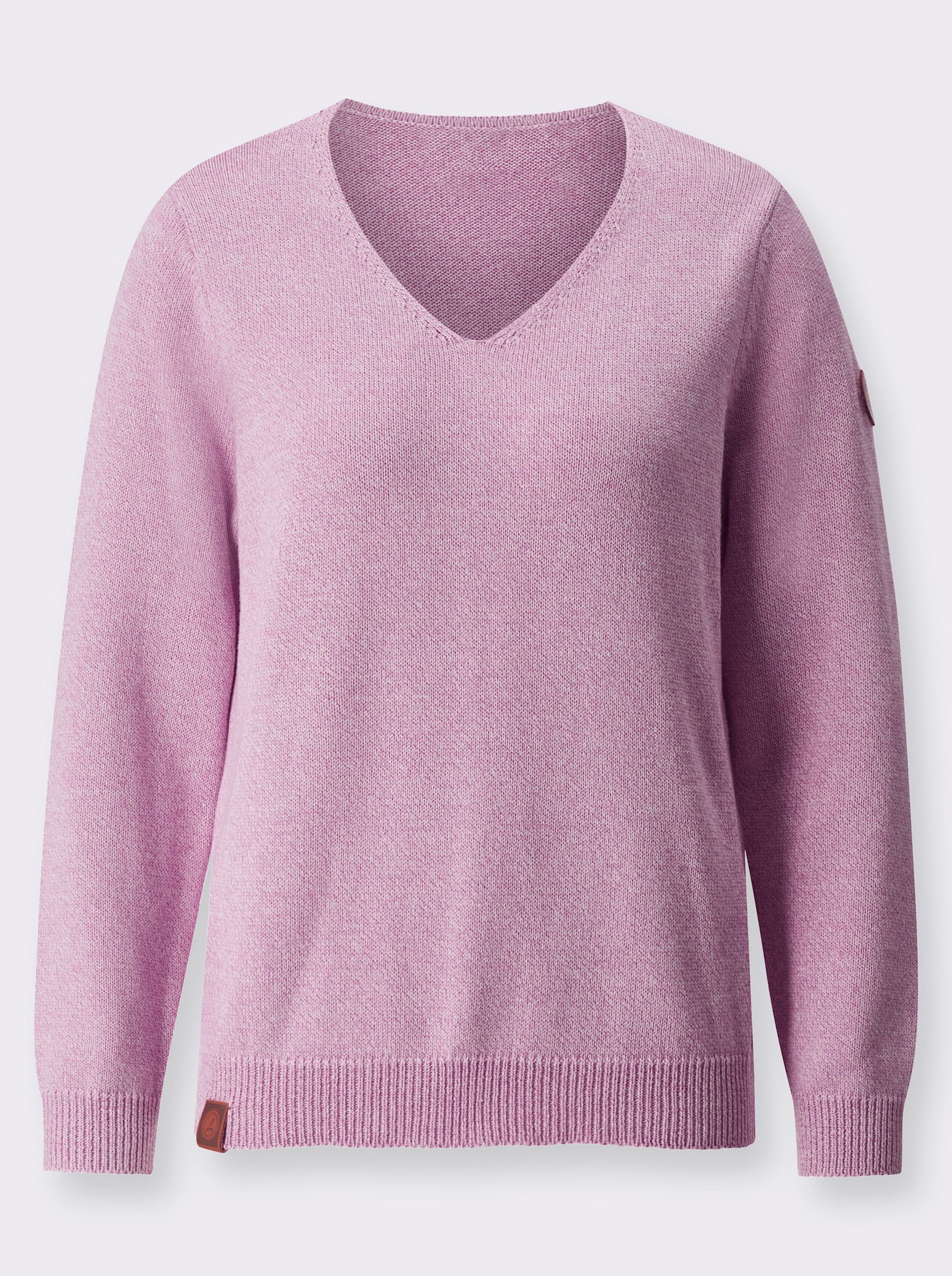 Pullover mit Ripp-Abschlüssen - orchidee-meliert