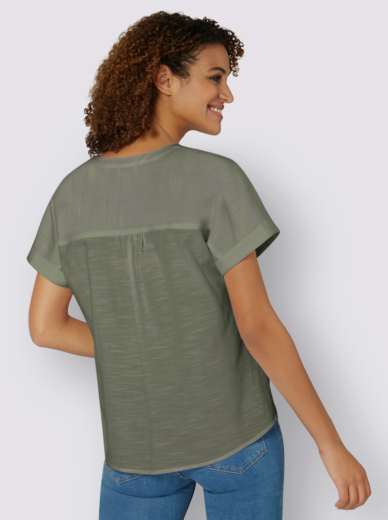 Comfortabele blouse - kaki