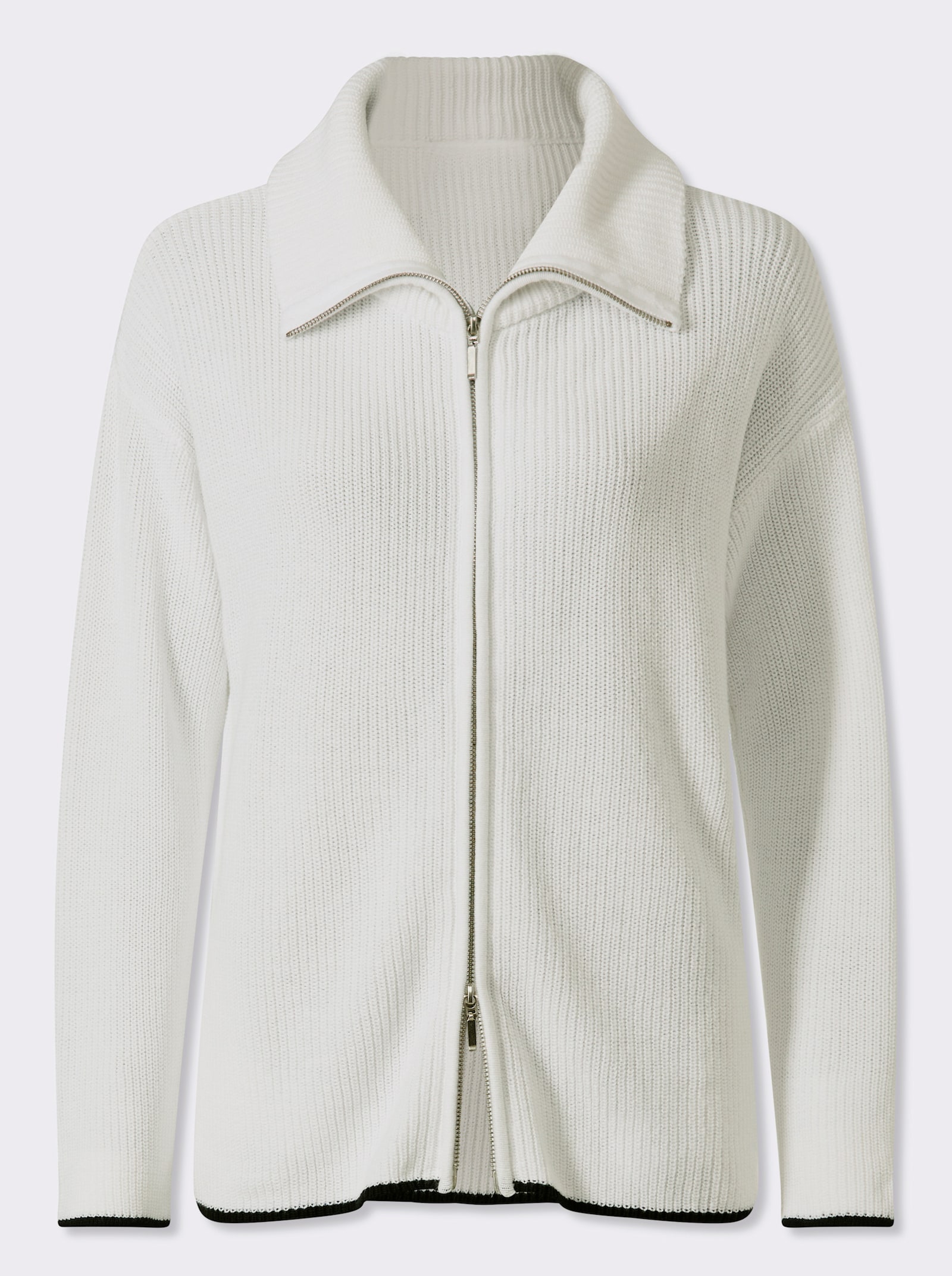 heine Cardigan mit 2-Wege-Zipper - weiß