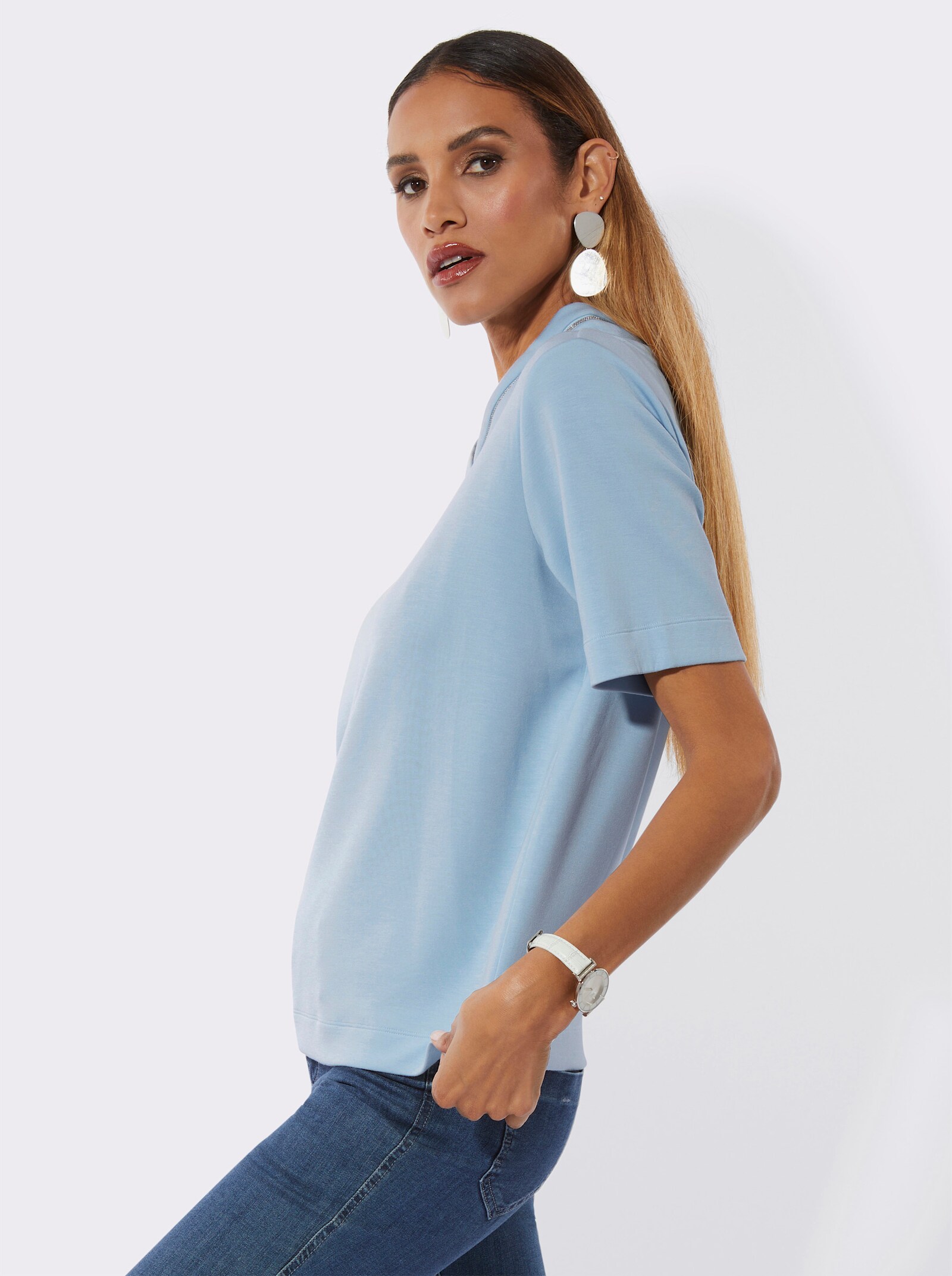 Sweatshirt mit Modal - hellblau