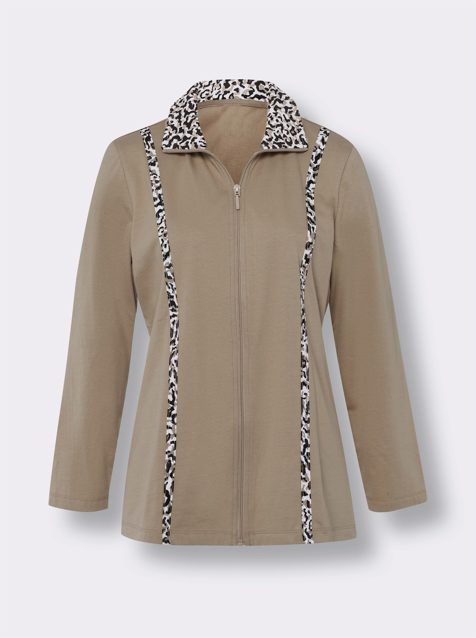 Sweatjacke innen weich angeraut - sesam