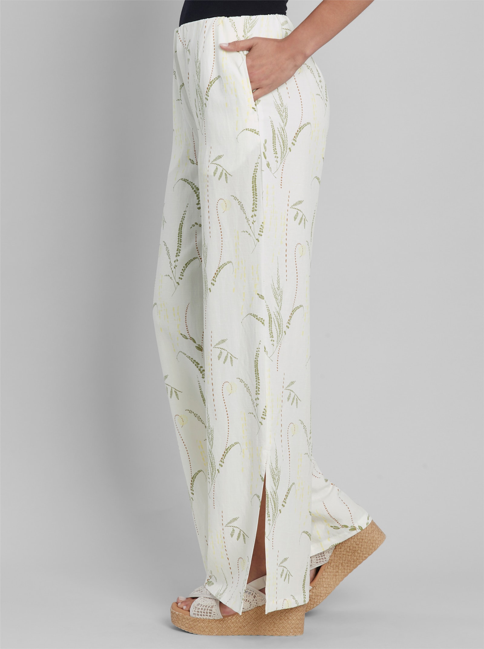heine Druckhose mit weiten Beinen - ecru-schilf-bedruckt