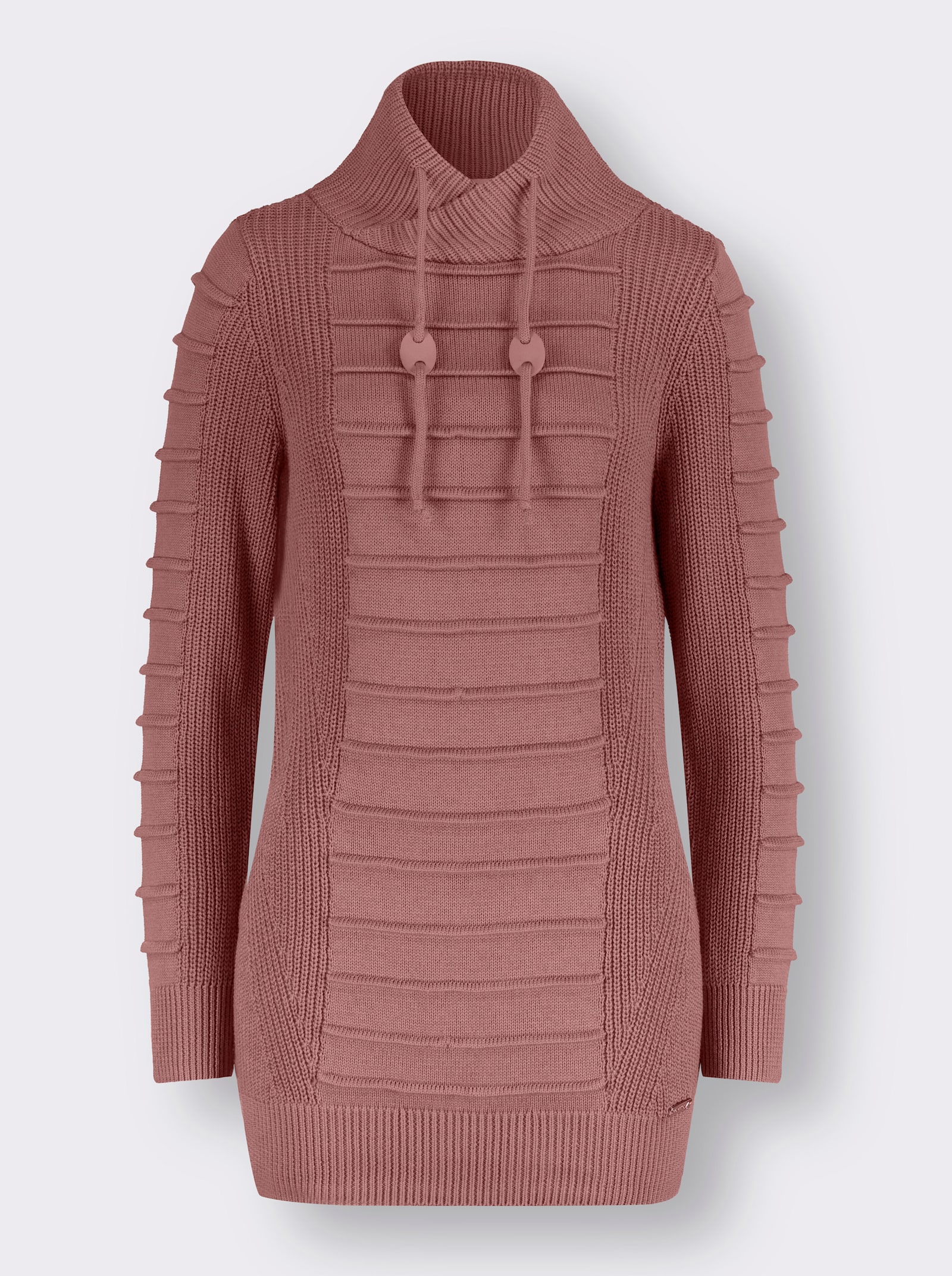 Longpullover mit Struktur-Partien - rosenholz