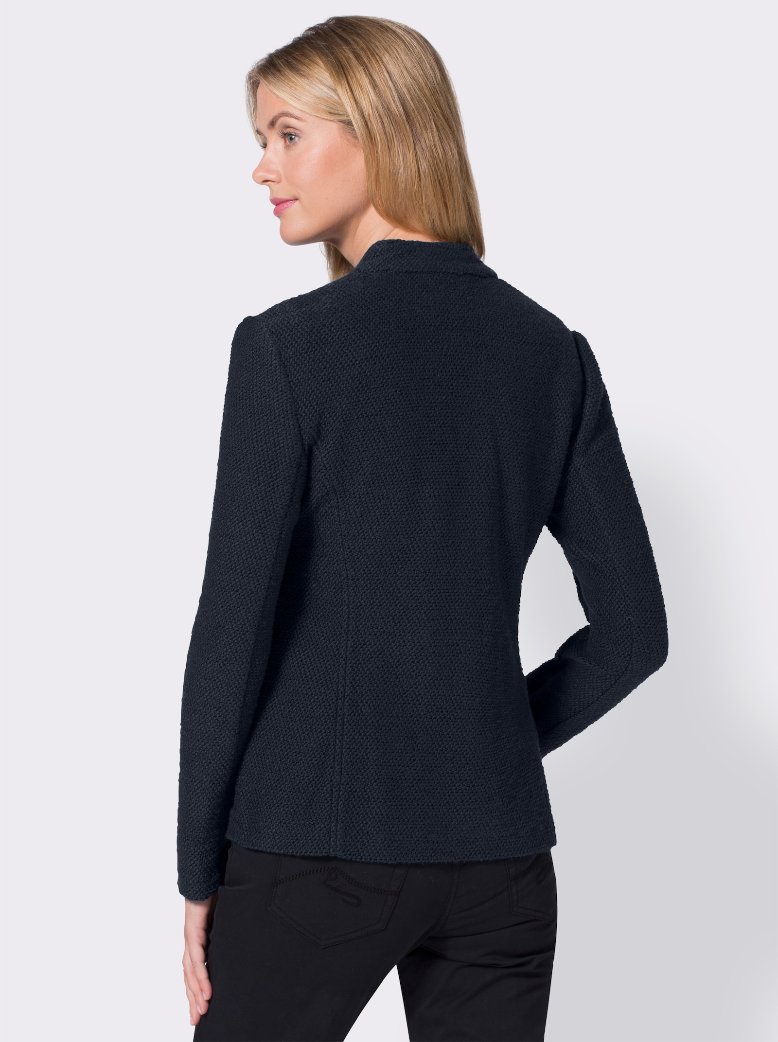 Kurzblazer in Bouclé-Qualität - marine