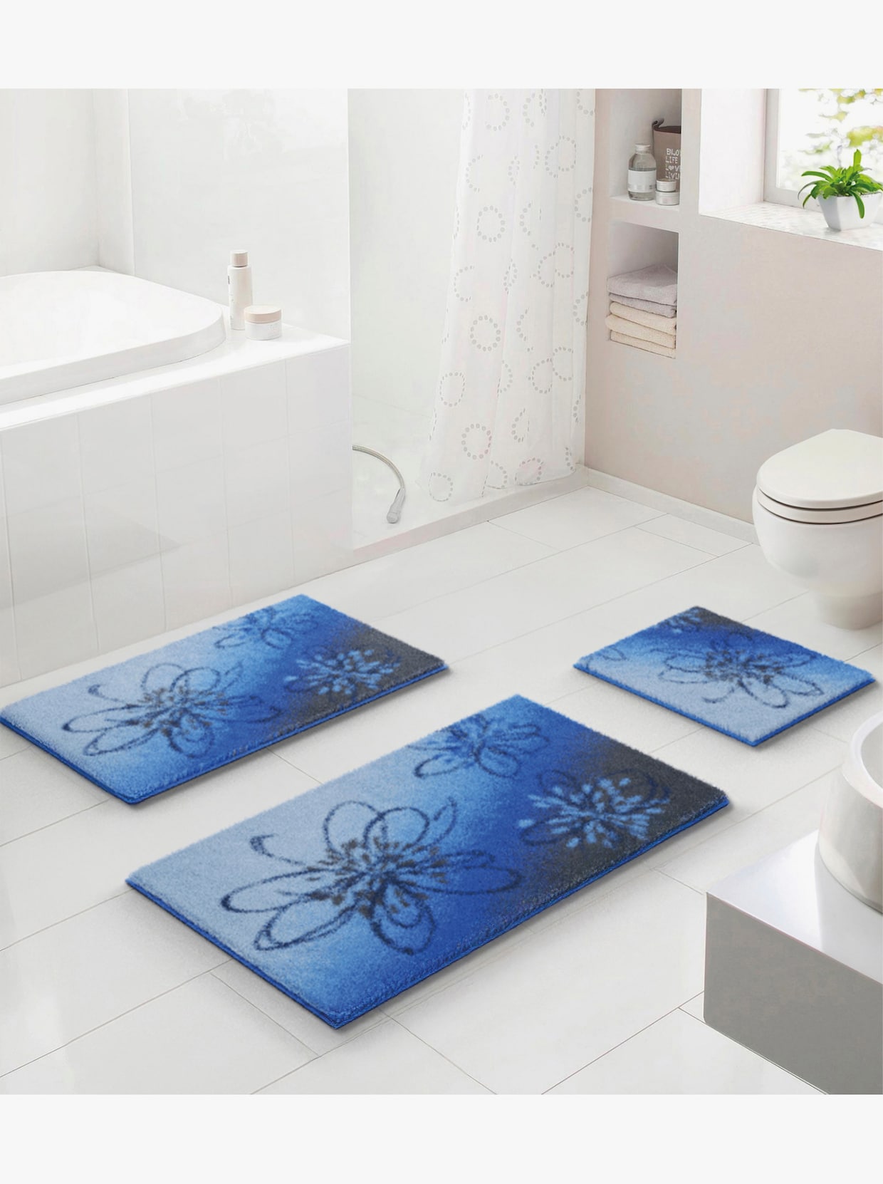 Grund Badematte - blau-braun