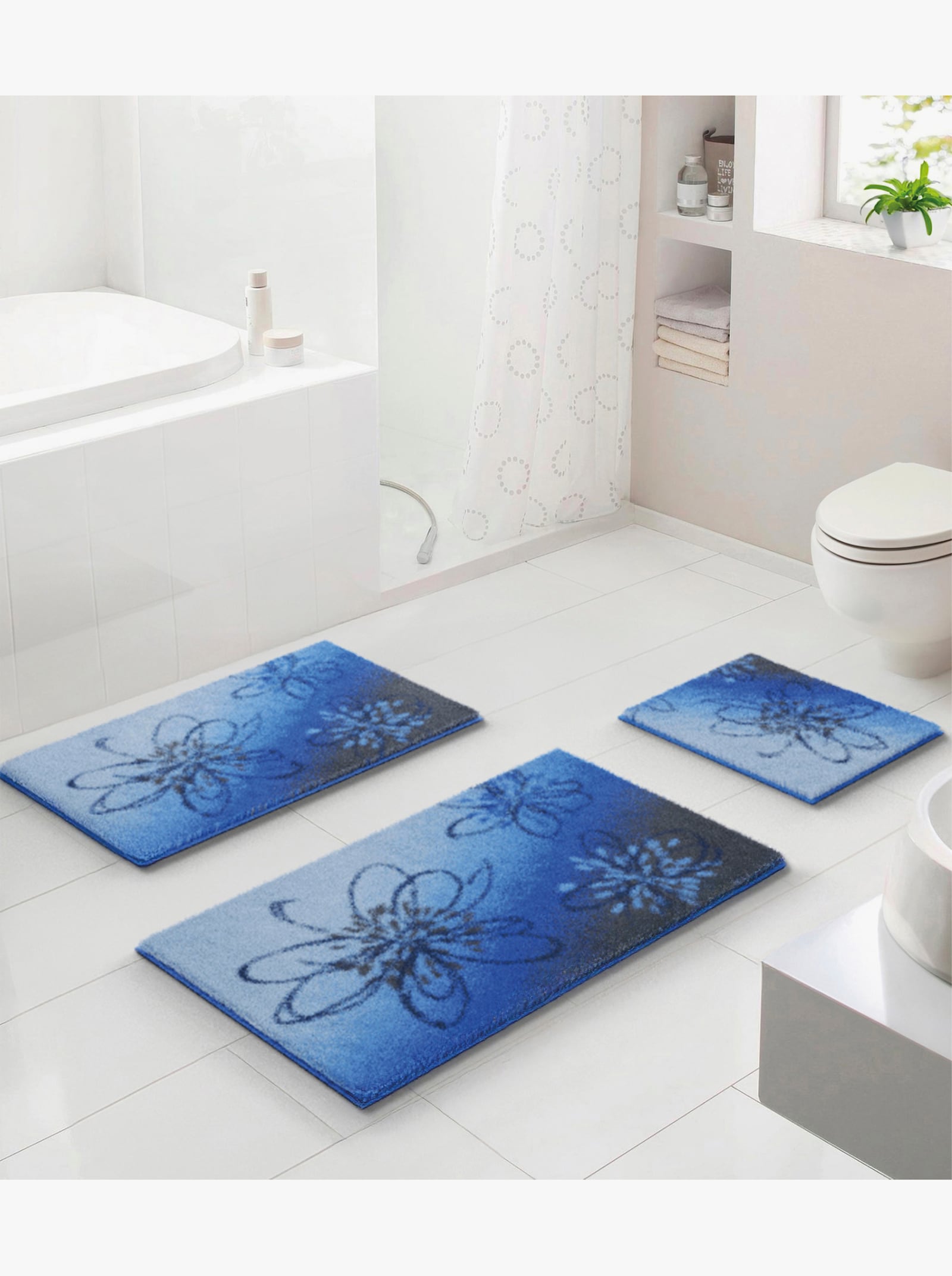 Grund Badematte - blau-braun