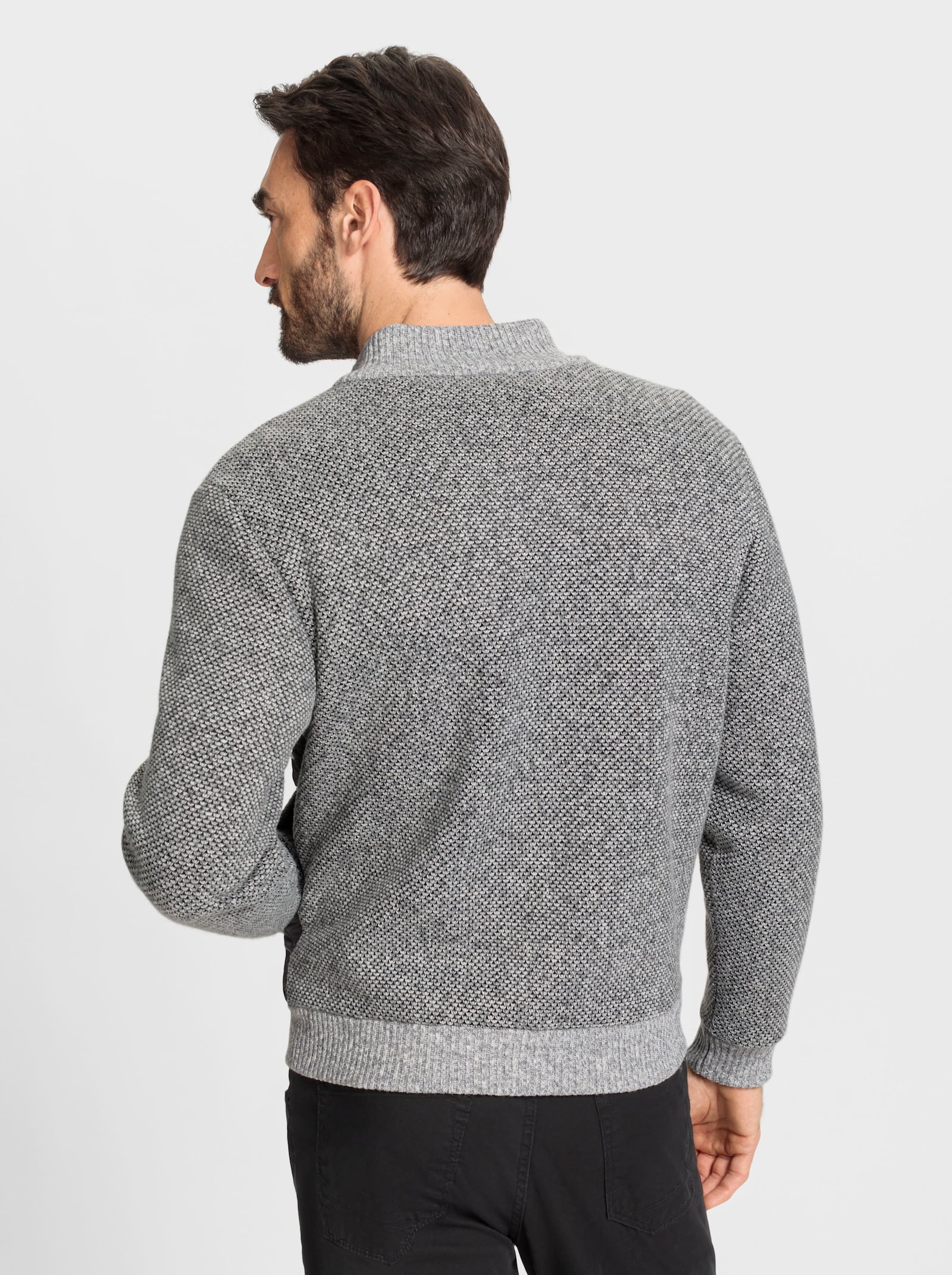 Marco Donati Strickjacke mit Fleece-Futter - anthrazit-meliert