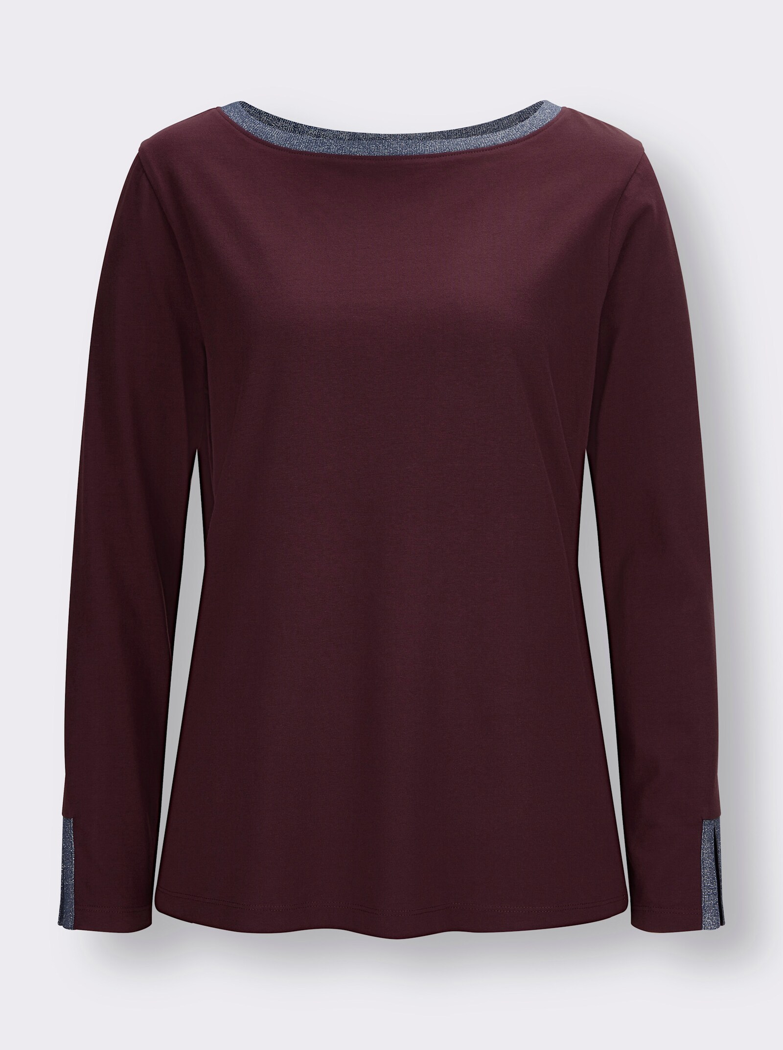 Tričko s dlouhým rukávem a lesklým páskem - burgundská