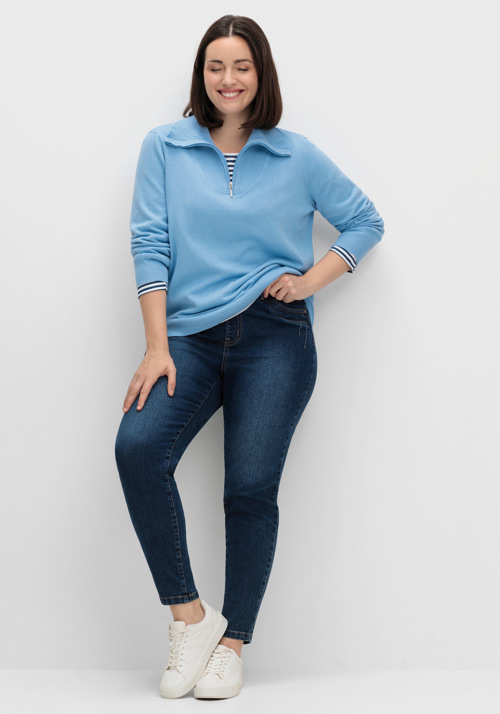 Troyer aus reiner Baumwolle - himmelblau