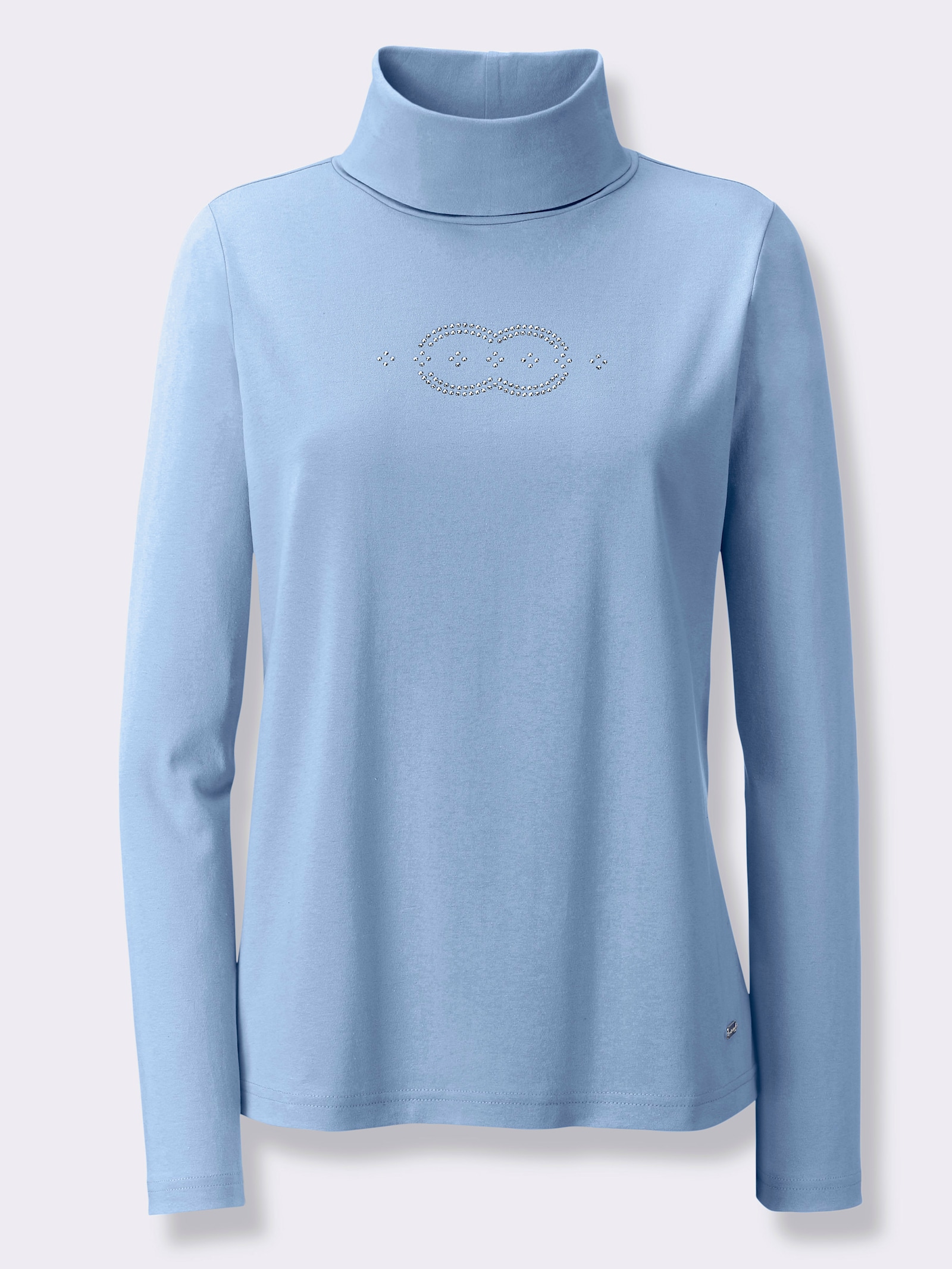 Rollkragenshirt mit Metallplättchen-Verzierung - eisblau