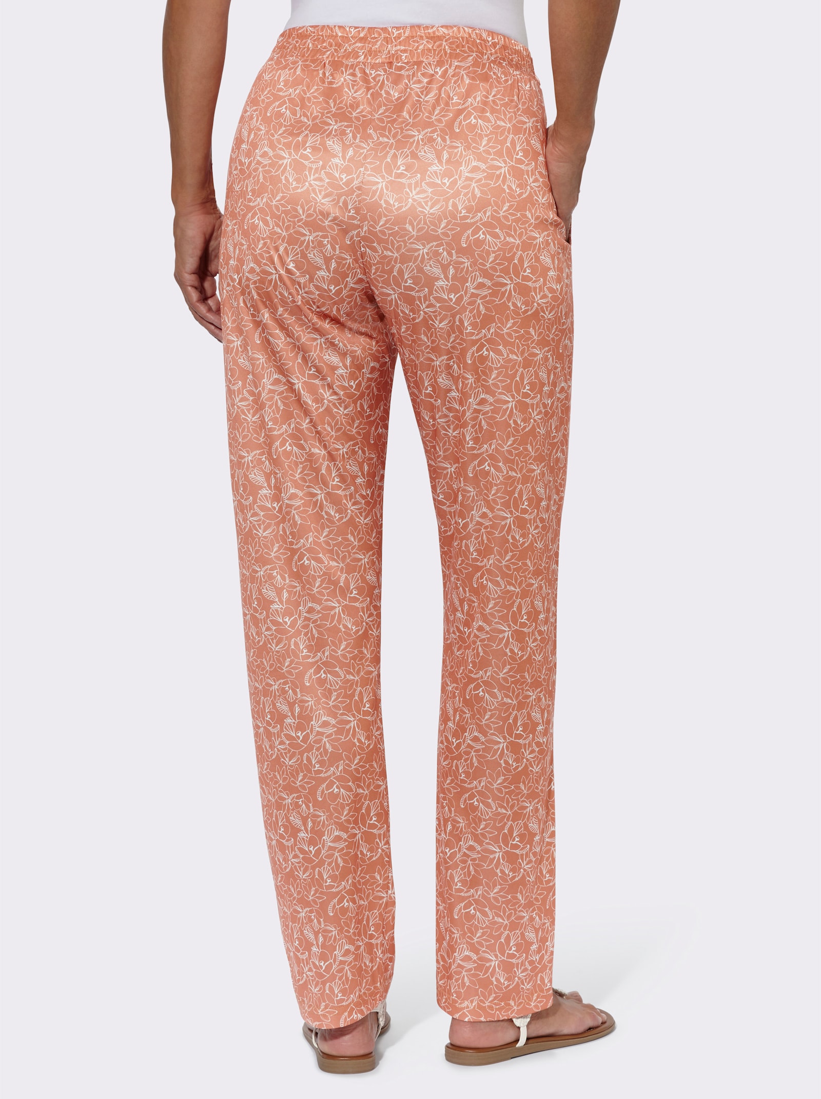 Jerseyhose mit dezentem Druck - papaya-ecru-bedruckt