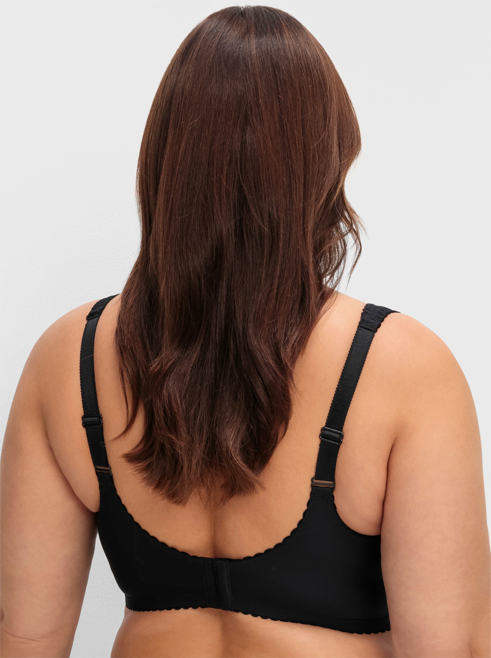 sheego BH ohne Bügel mit Spitzeneinsatz - schwarz