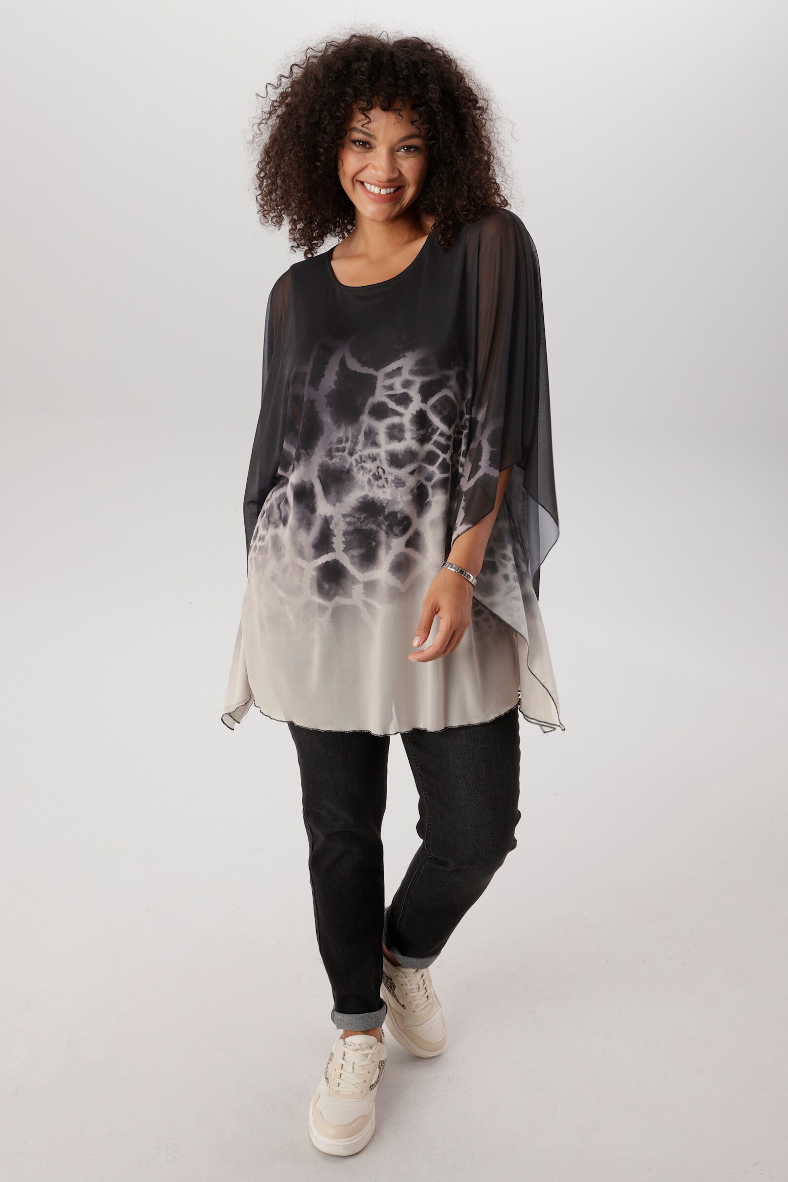 Aniston PLUS Blusenshirt - schwarz-beige