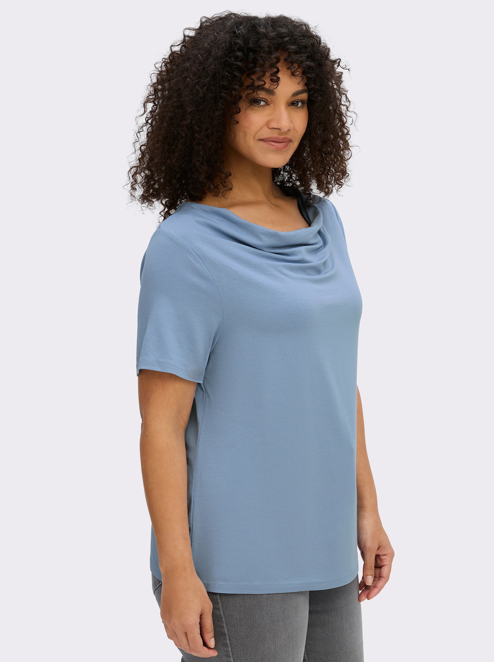 Wasserfallshirt mit kurzen Ärmeln - bleu