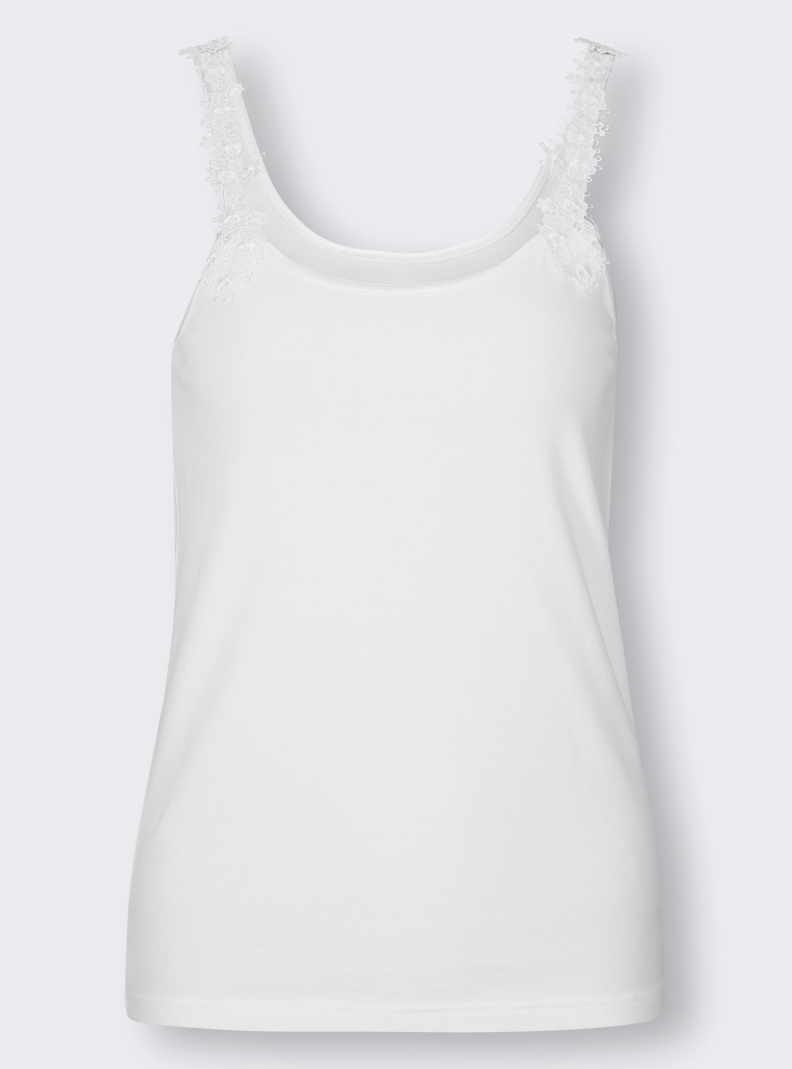 wäschepur Trägerhemd mit Spitze an den Trägern - weiß