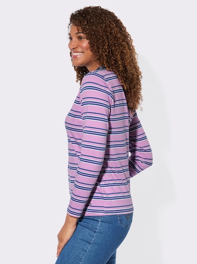 Poloshirt mit Ringelmuster - orchidee-jeansblau-gestreift
