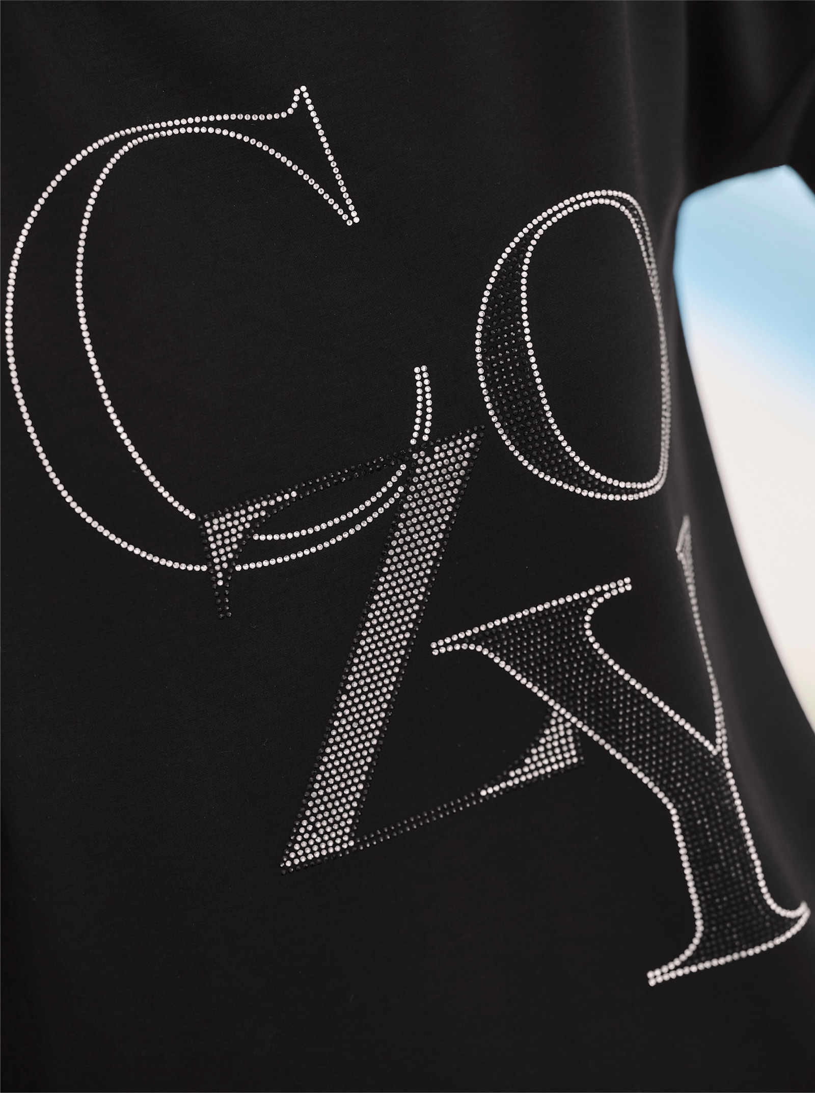 heine Sweatshirt mit Glitzersteinchen - schwarz