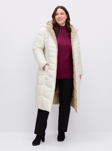 Steppmantel mit Wende-Funktion - ecru-taupe