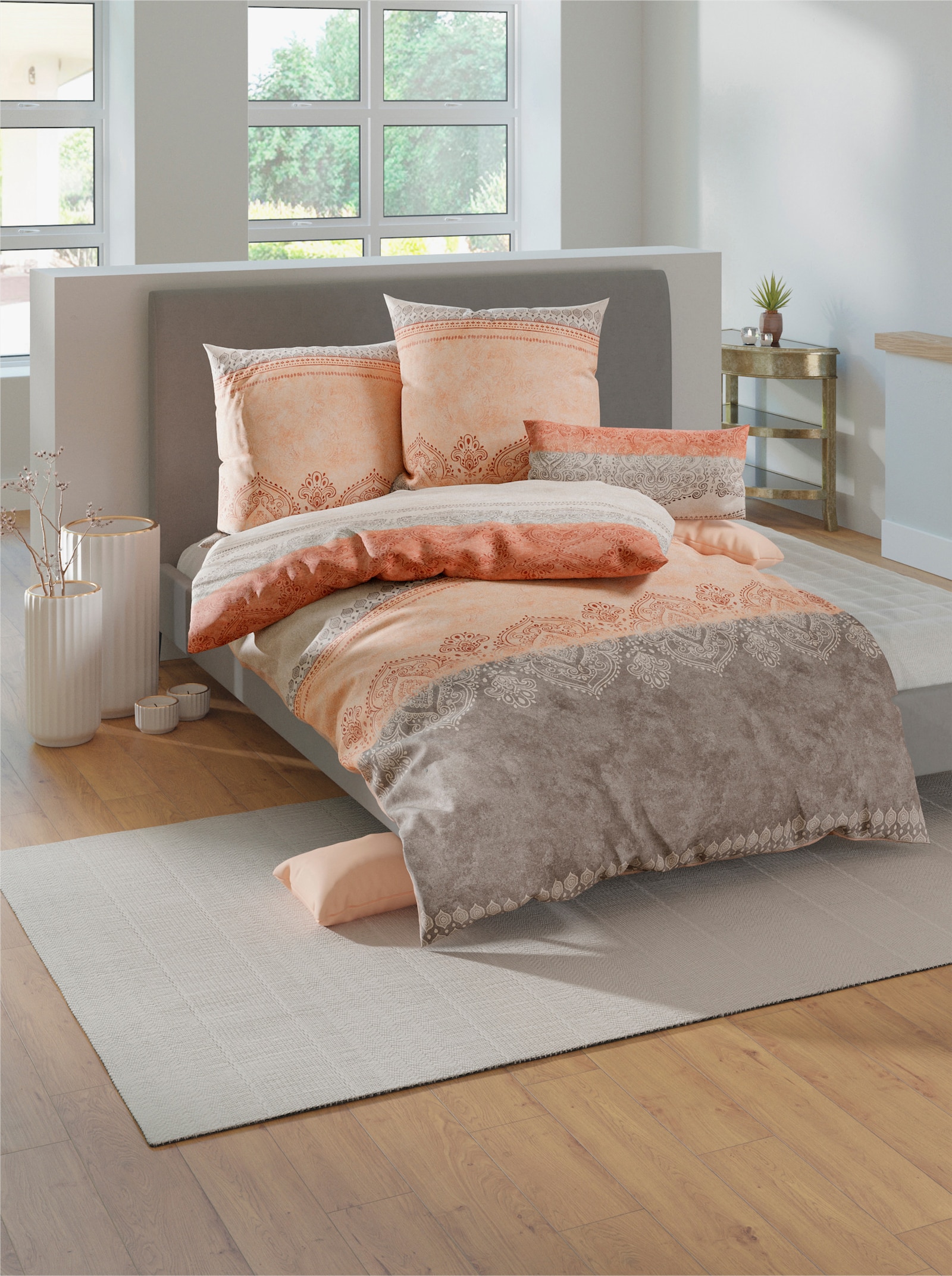 wäschepur Bettwäsche - elfenbein-apricot-bedruckt