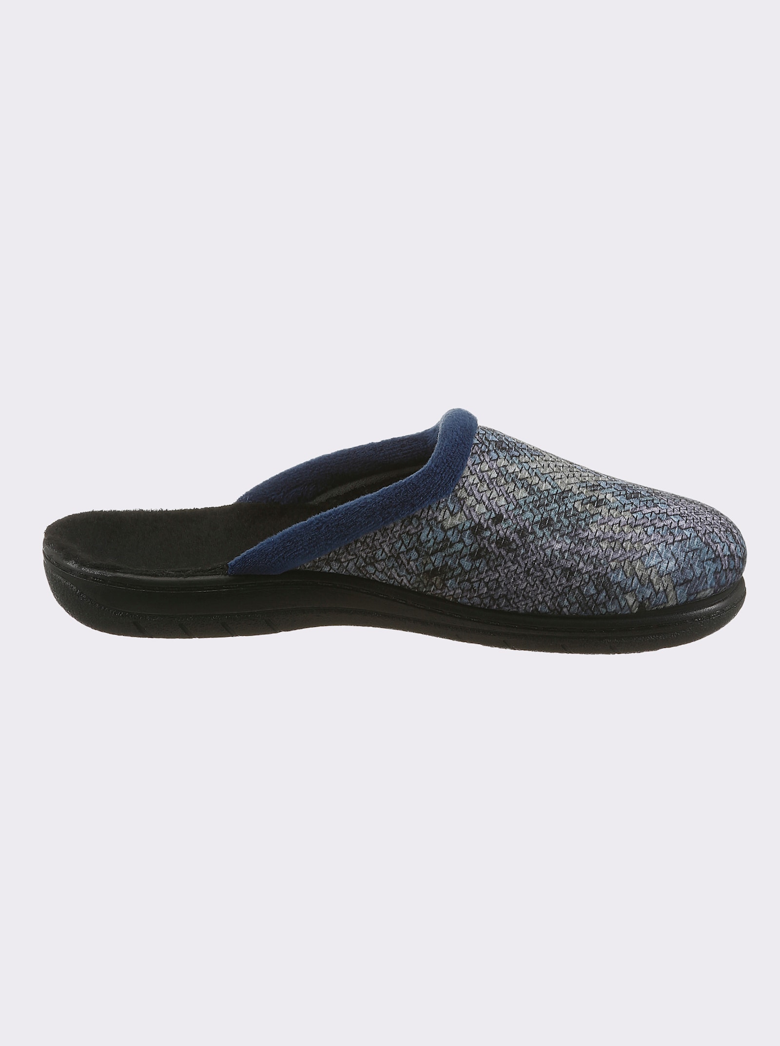 Pantoffel mit Innenausstattung aus Filz - marine-gemustert