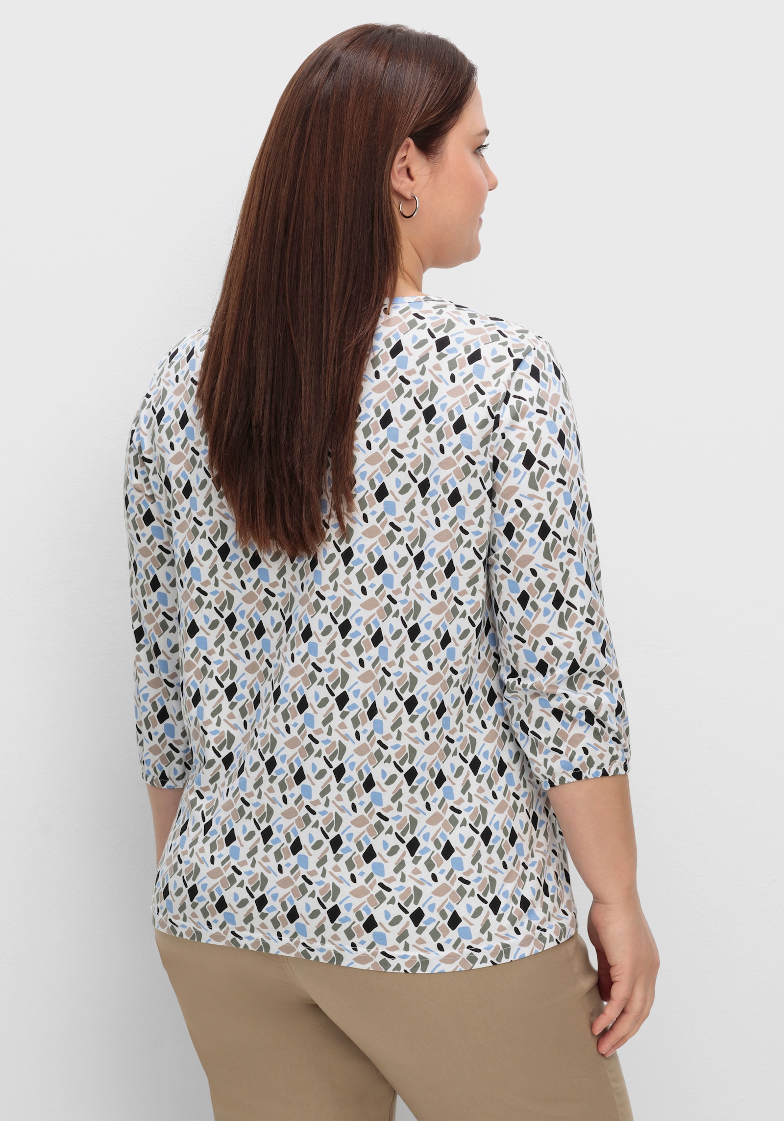 3/4-Arm-Shirt im Grafik-Dessin - ecru-bleu-bedruckt