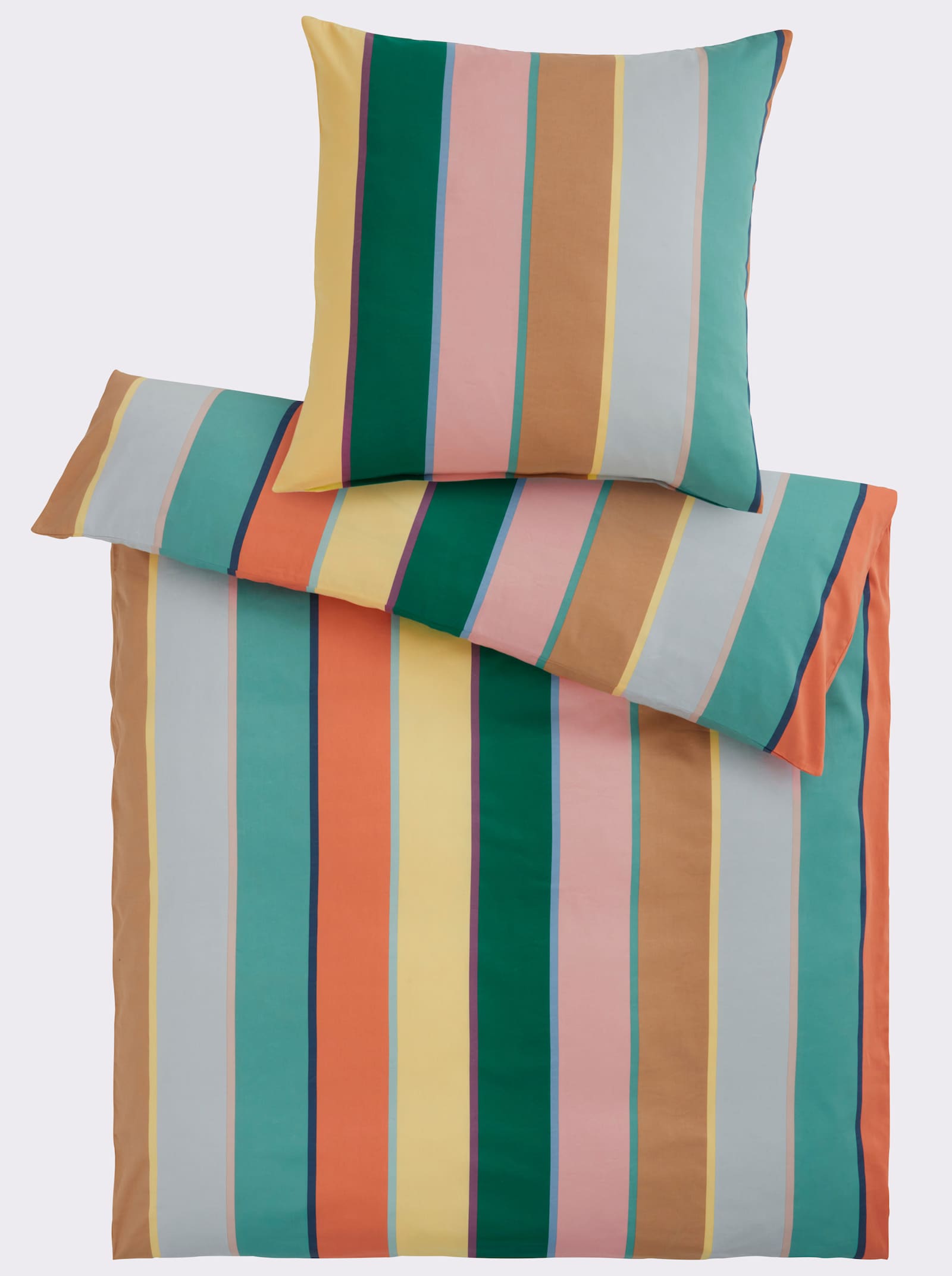 heine home Bettwäsche mit Streifen - papaya-grün-bedruckt