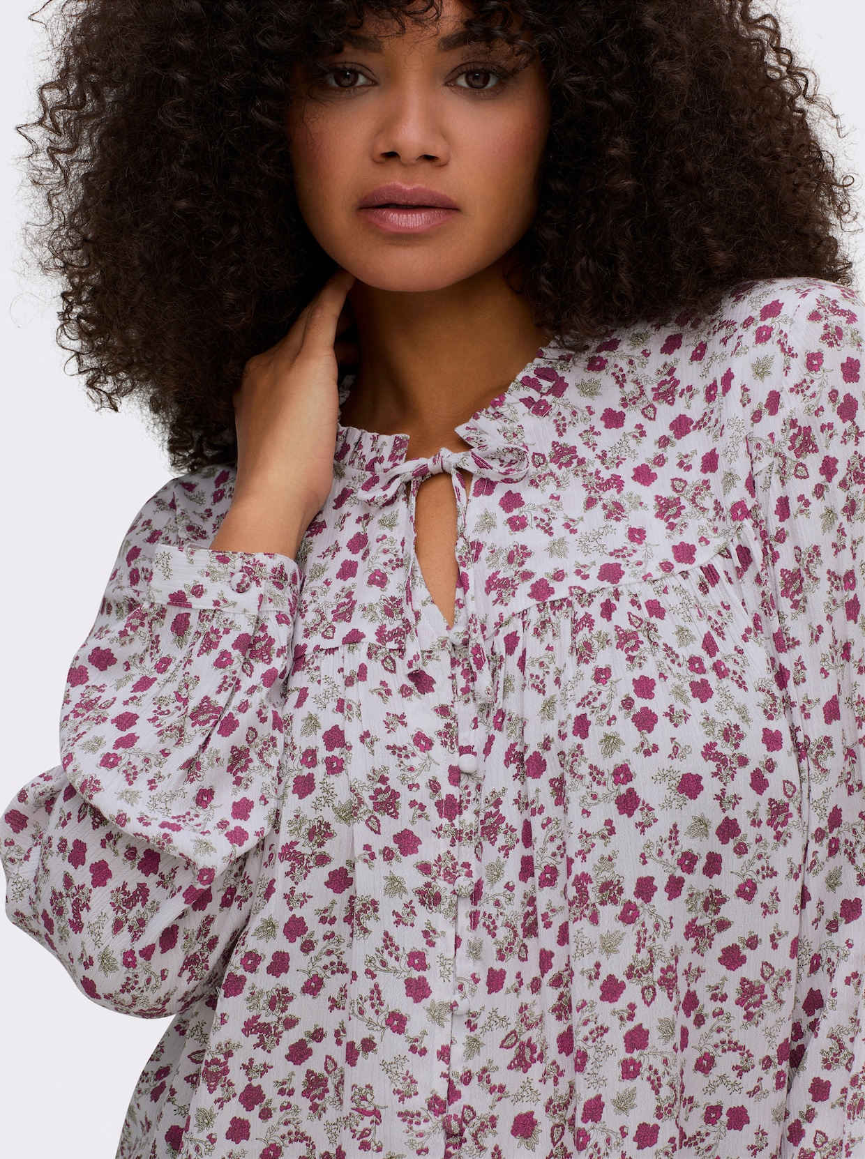 sheego Crêpeblouse - ecru/heide geprint