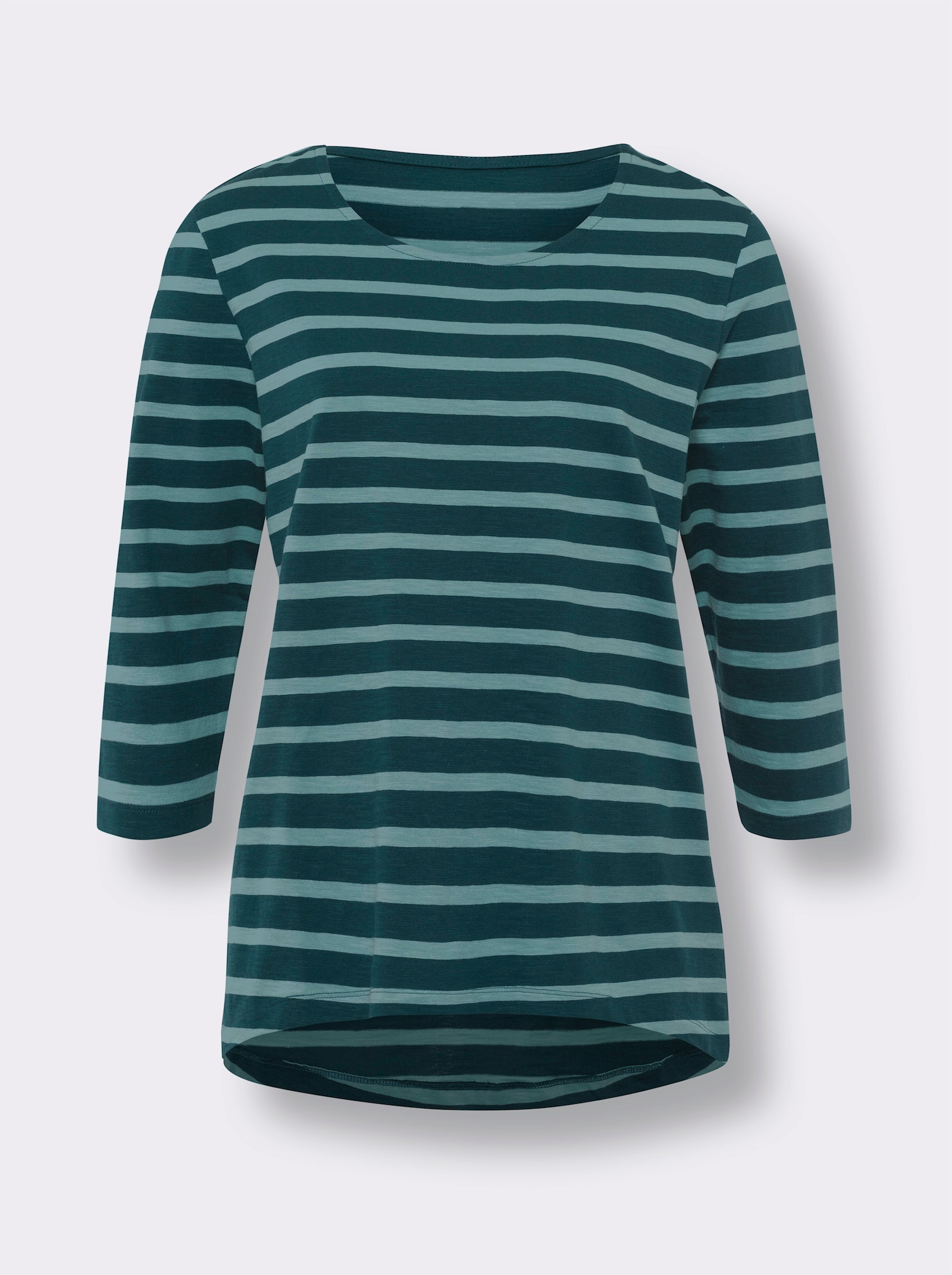 3/4-Arm-Shirt im garngefärbten Streifen-Dessin - petrol-salbei-geringelt