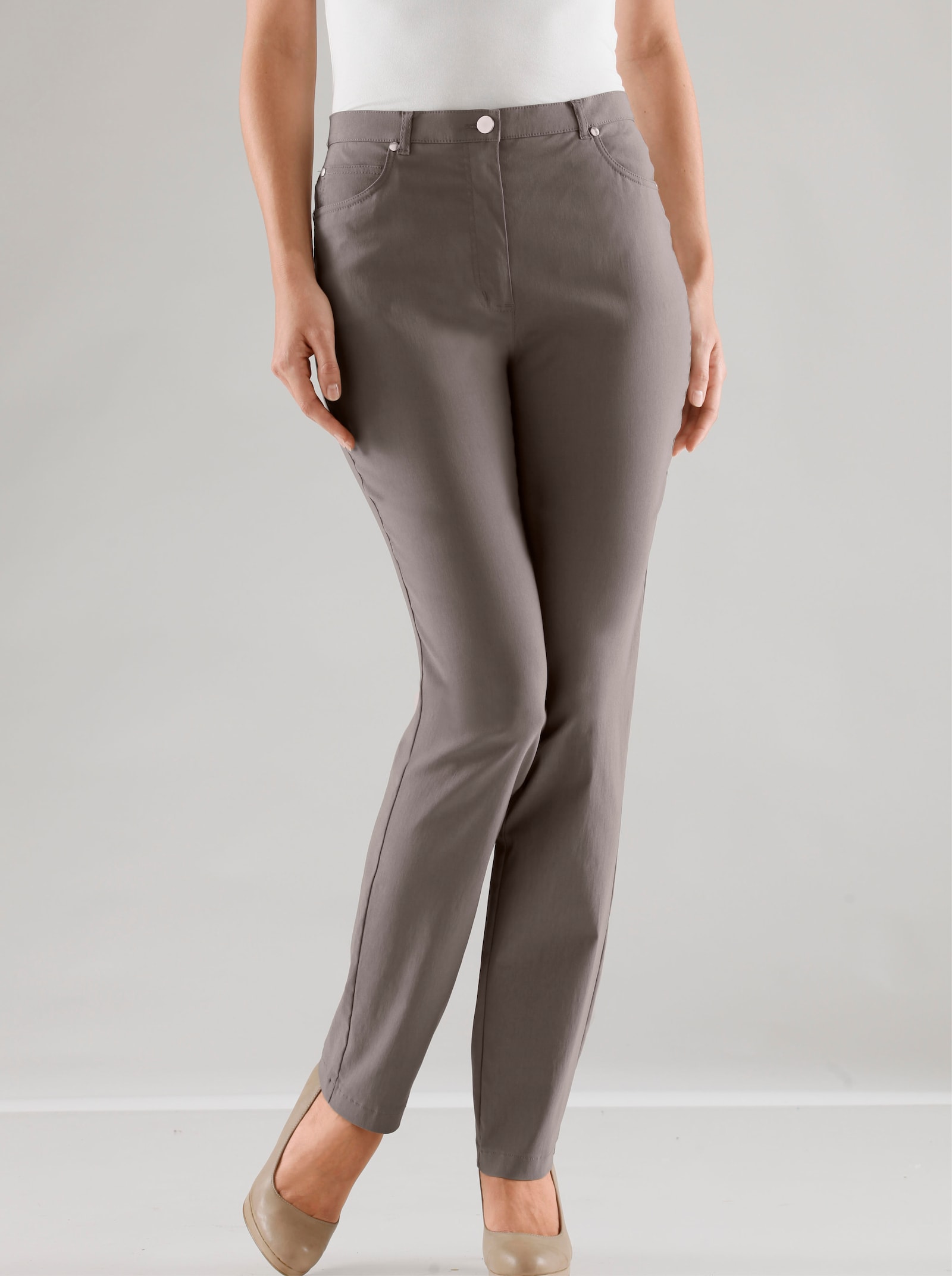 Stehmann Comfort line 5-pocketsbroek van elastisch materiaal - taupe