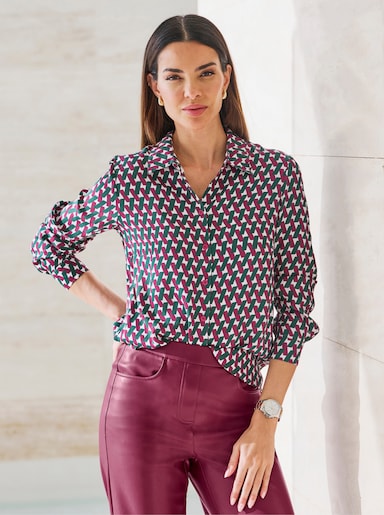 heine Hemdbluse mit Rückenfalte - bordeaux-moos-bedruckt