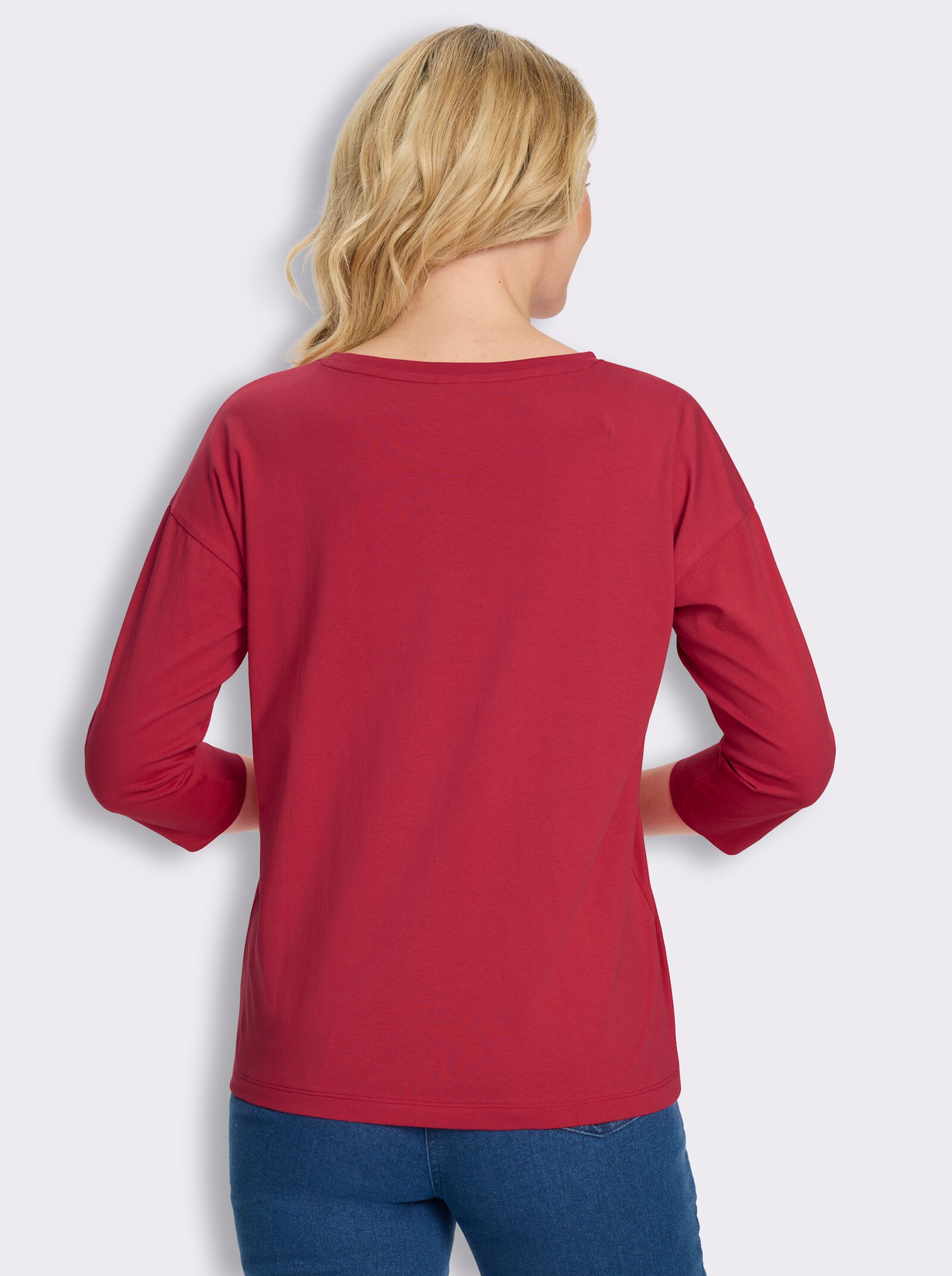 3/4-Arm-Shirt in Baumwoll-Qualität - erdbeere