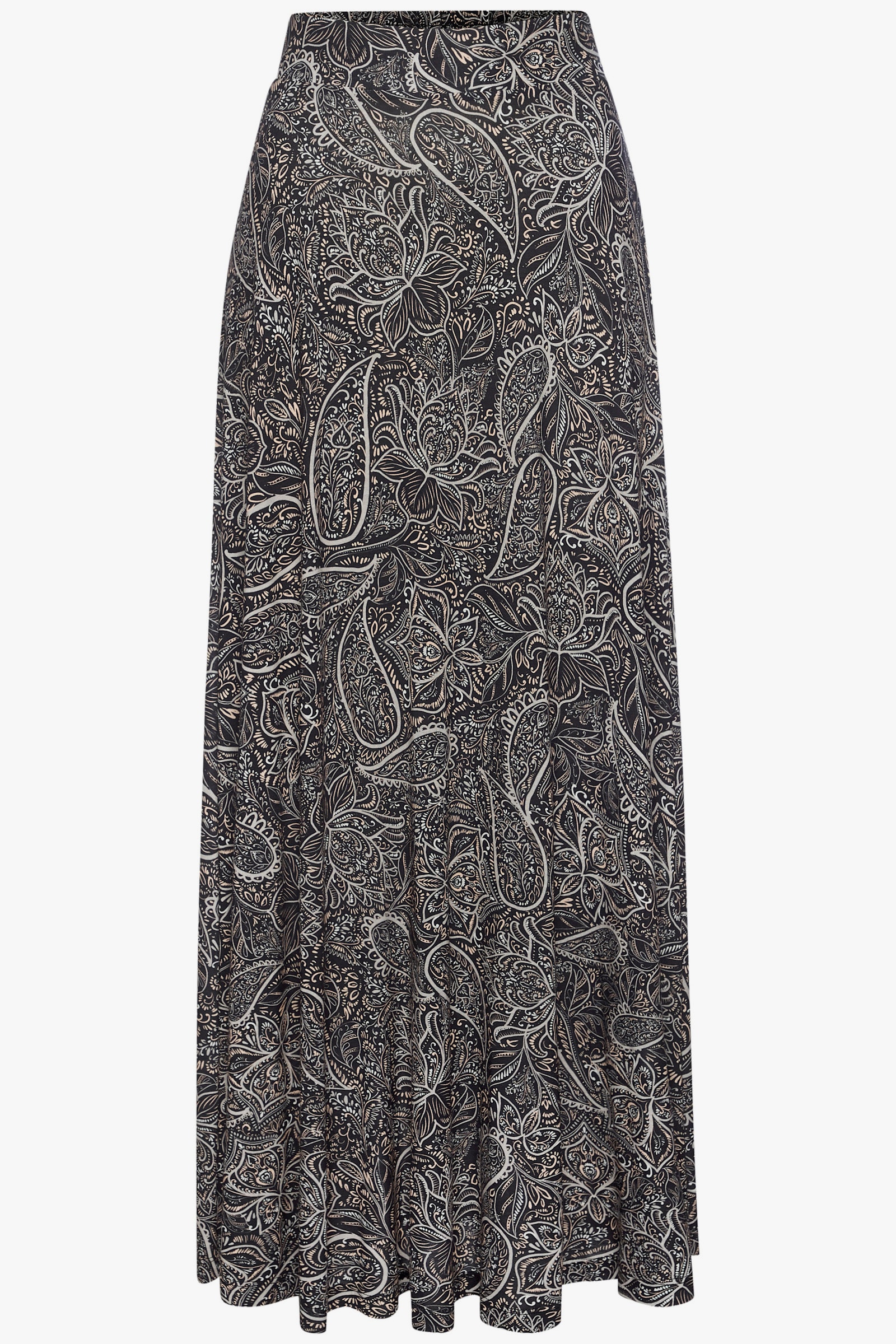 LASCANA Maxirock - schwarz-grau-creme bedruckt