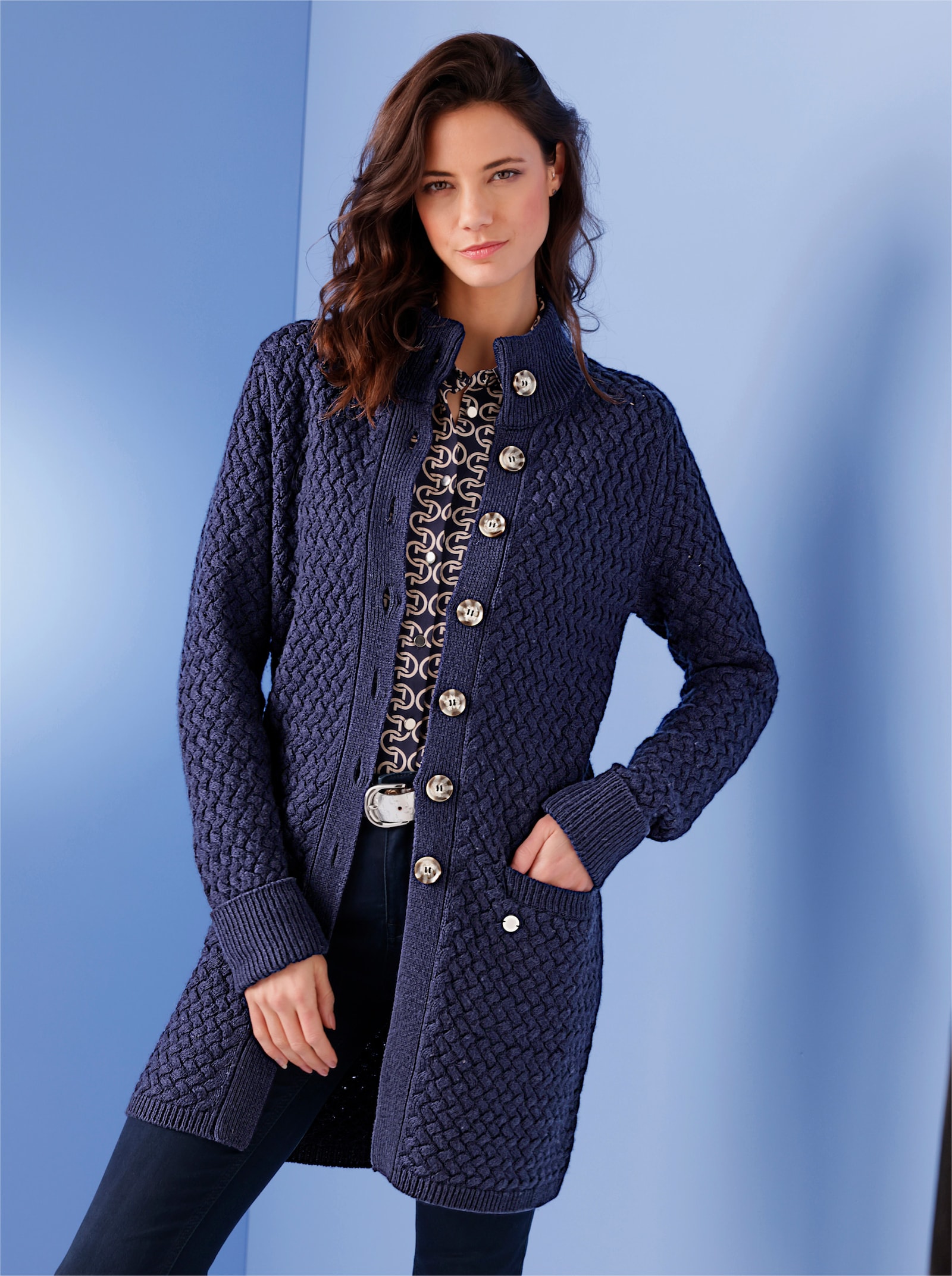 CREATION L PREMIUM Longstrickjacke - marine
