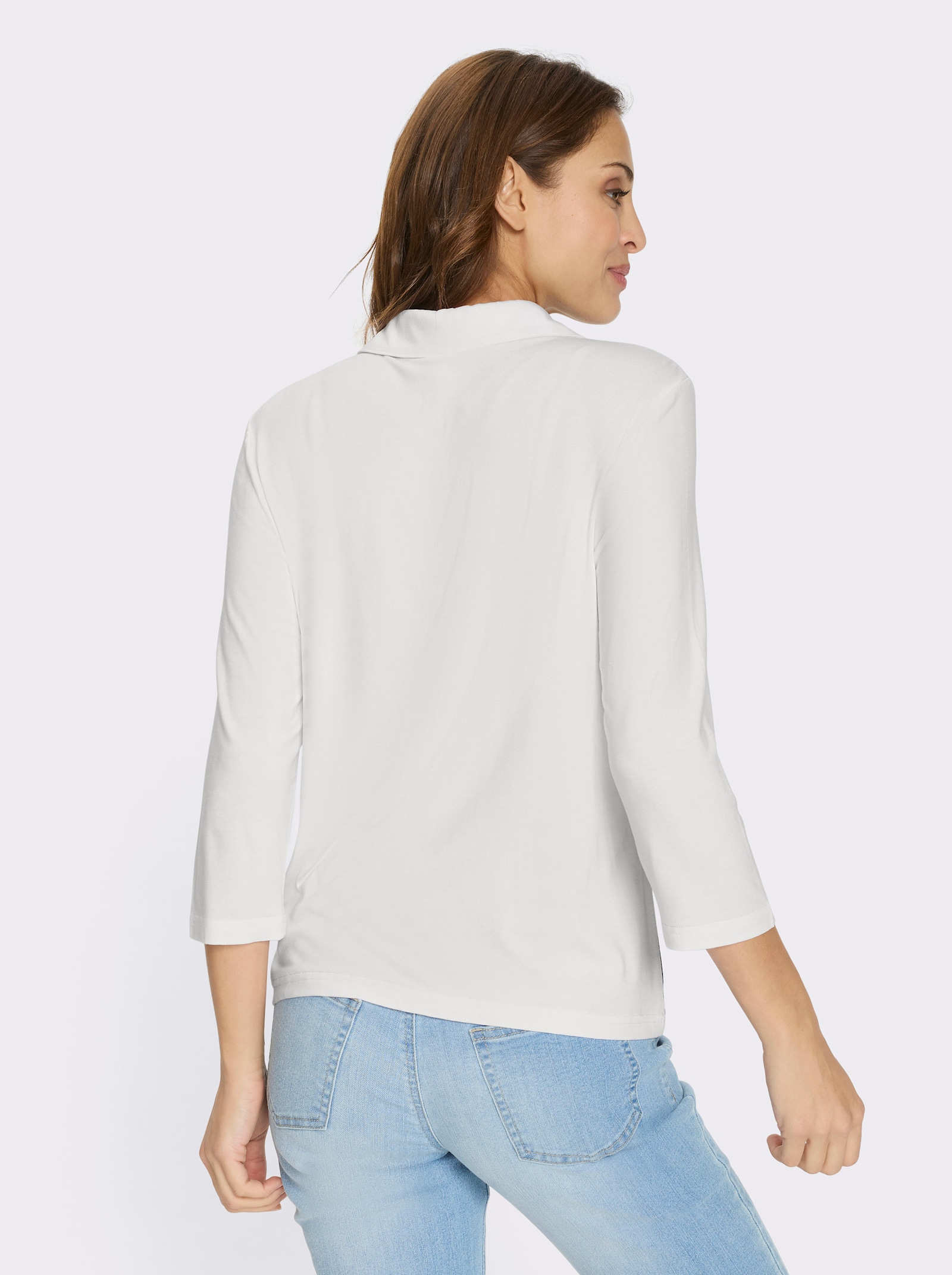 Poloshirt mit seitlichen Kontrast-Einsätzen - weiß-schwarz-gemustert