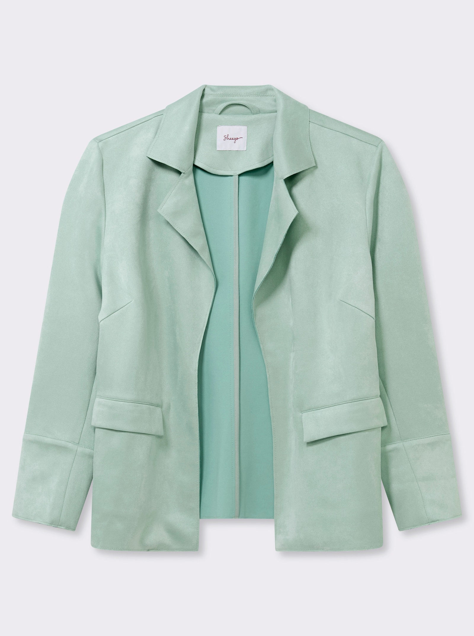 sheego Kurzblazer aus Veloursleder-Imitat - kalkmint
