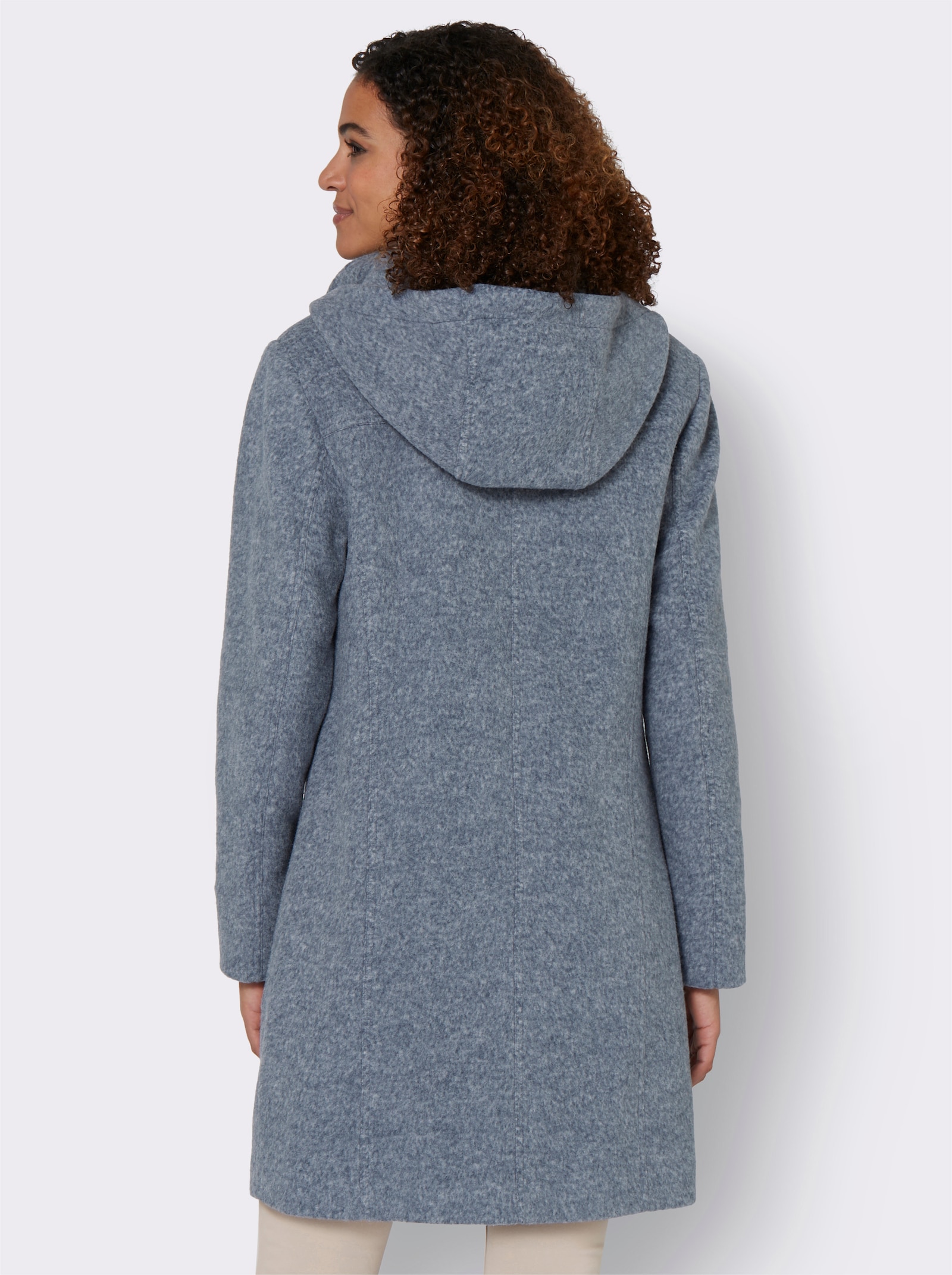 Manteau court avec bords-côtes - bleu fumée chiné