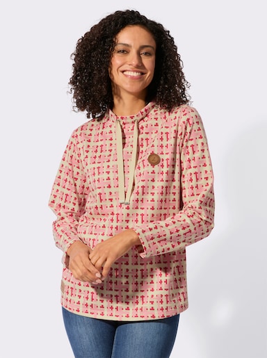 Sweatshirt mit Kontrast-Muster - erdbeere-sand-kariert