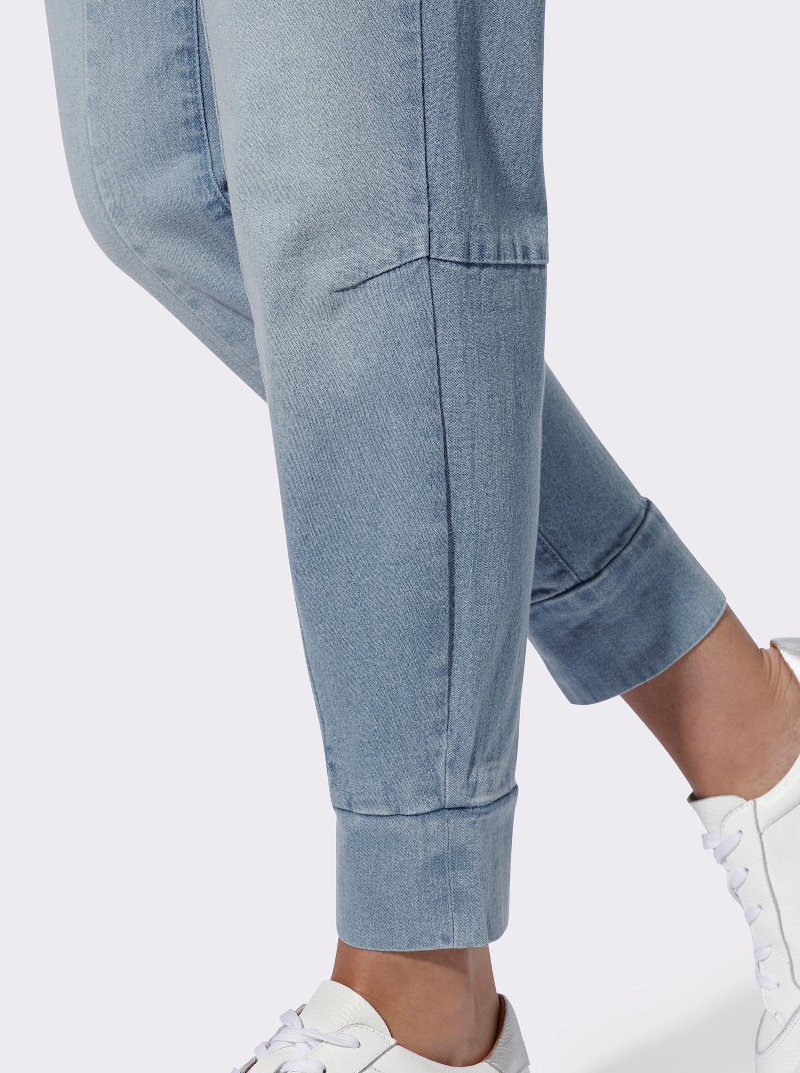 heine Pantalon 7/8 avec ceinture élastique - bleu blanchi