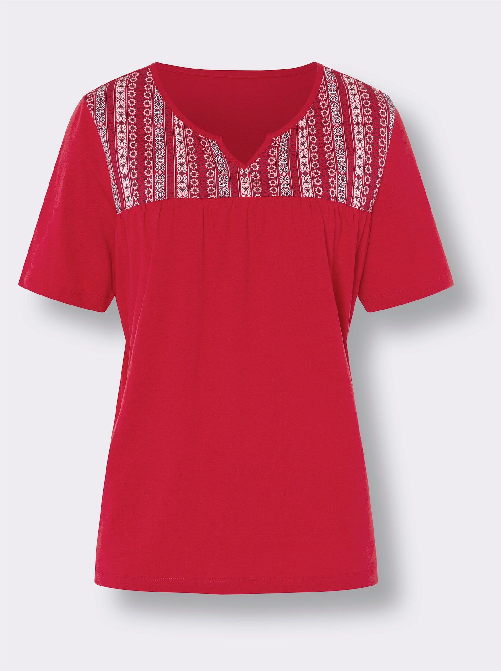 Tunikashirt mit Ethno-Druck - erdbeere-ecru-bedruckt