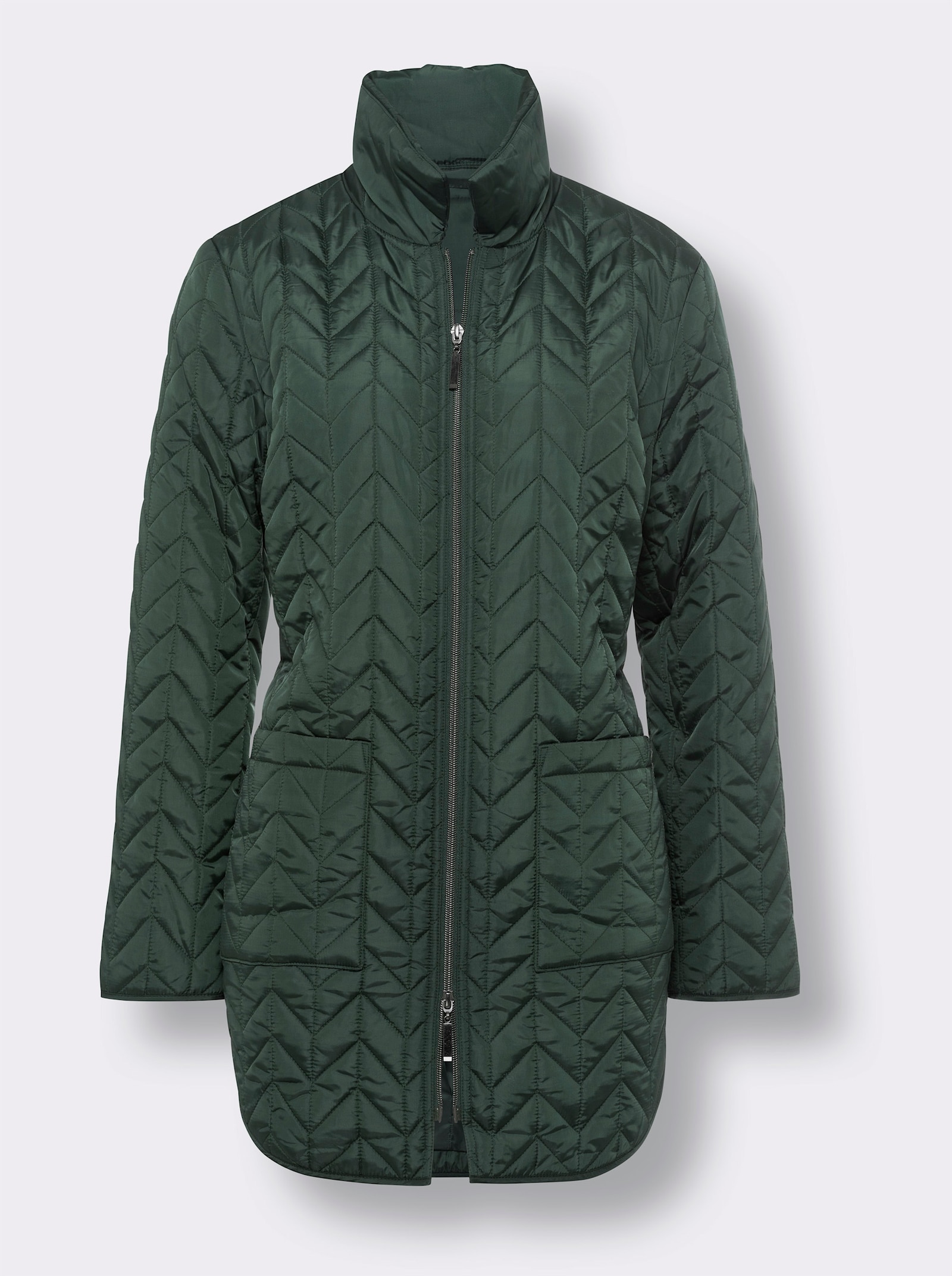 Longjacke mit Zickzack-Steppung - moos