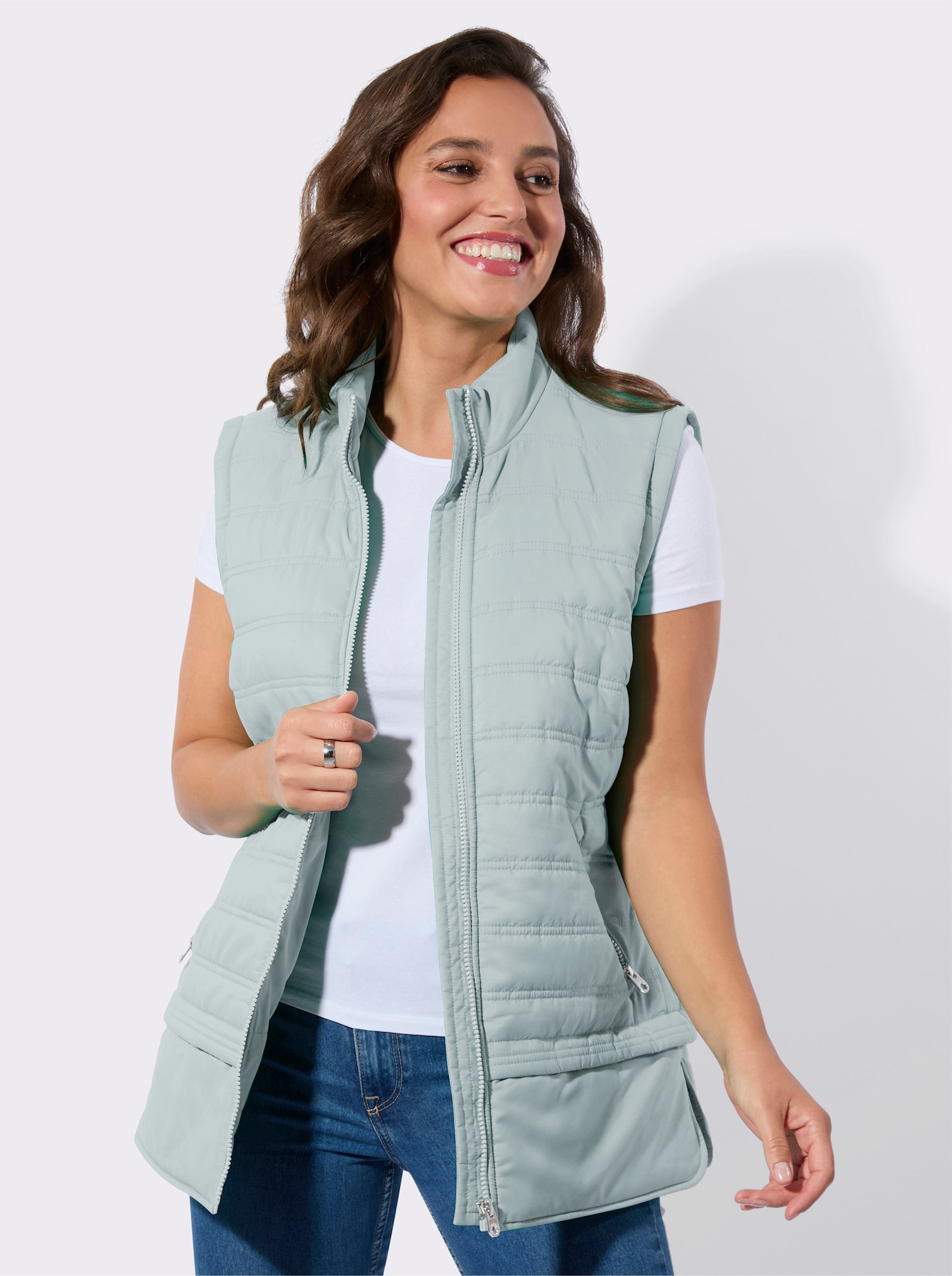 Steppjacke mit abzippbaren Ärmeln - kalkmint