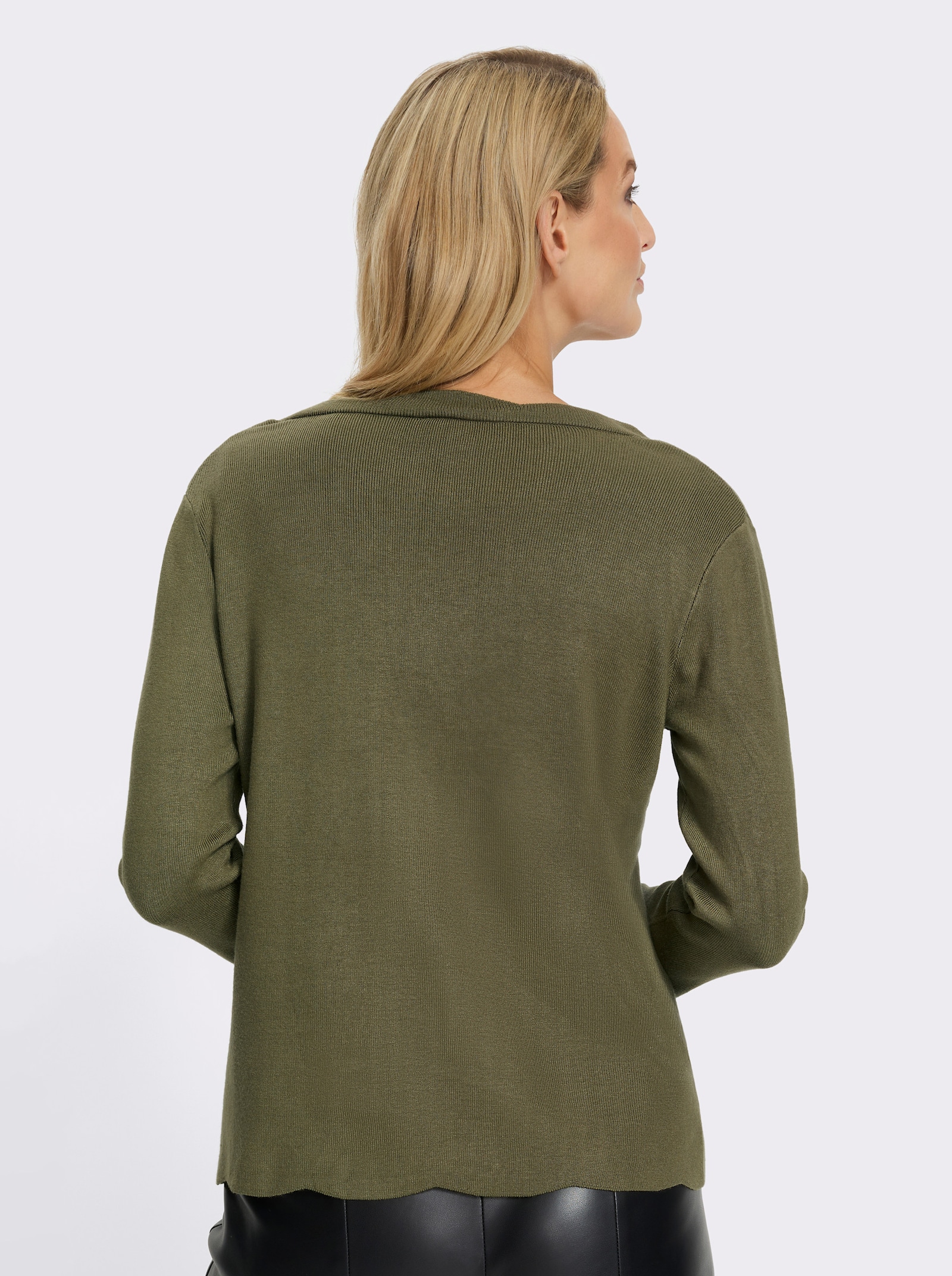 heine Twin-Set mit Wellenkanten - oliv
