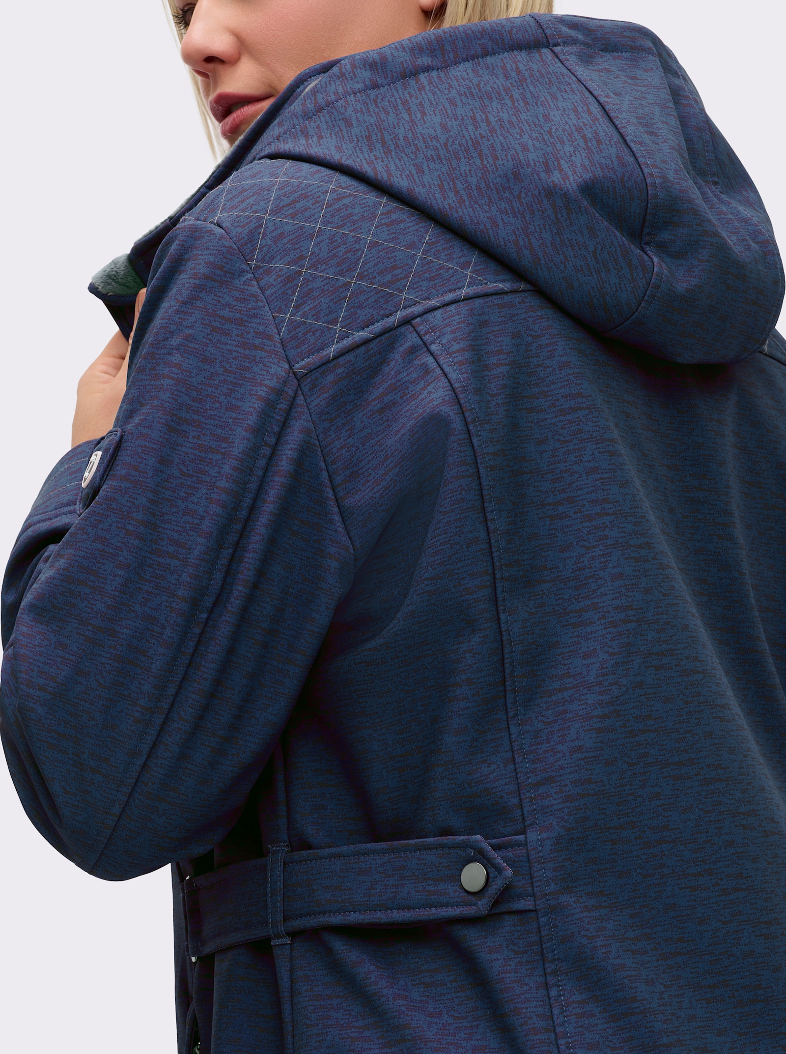 Softshelljacke gefüttert, wasserabweisend - marine-meliert