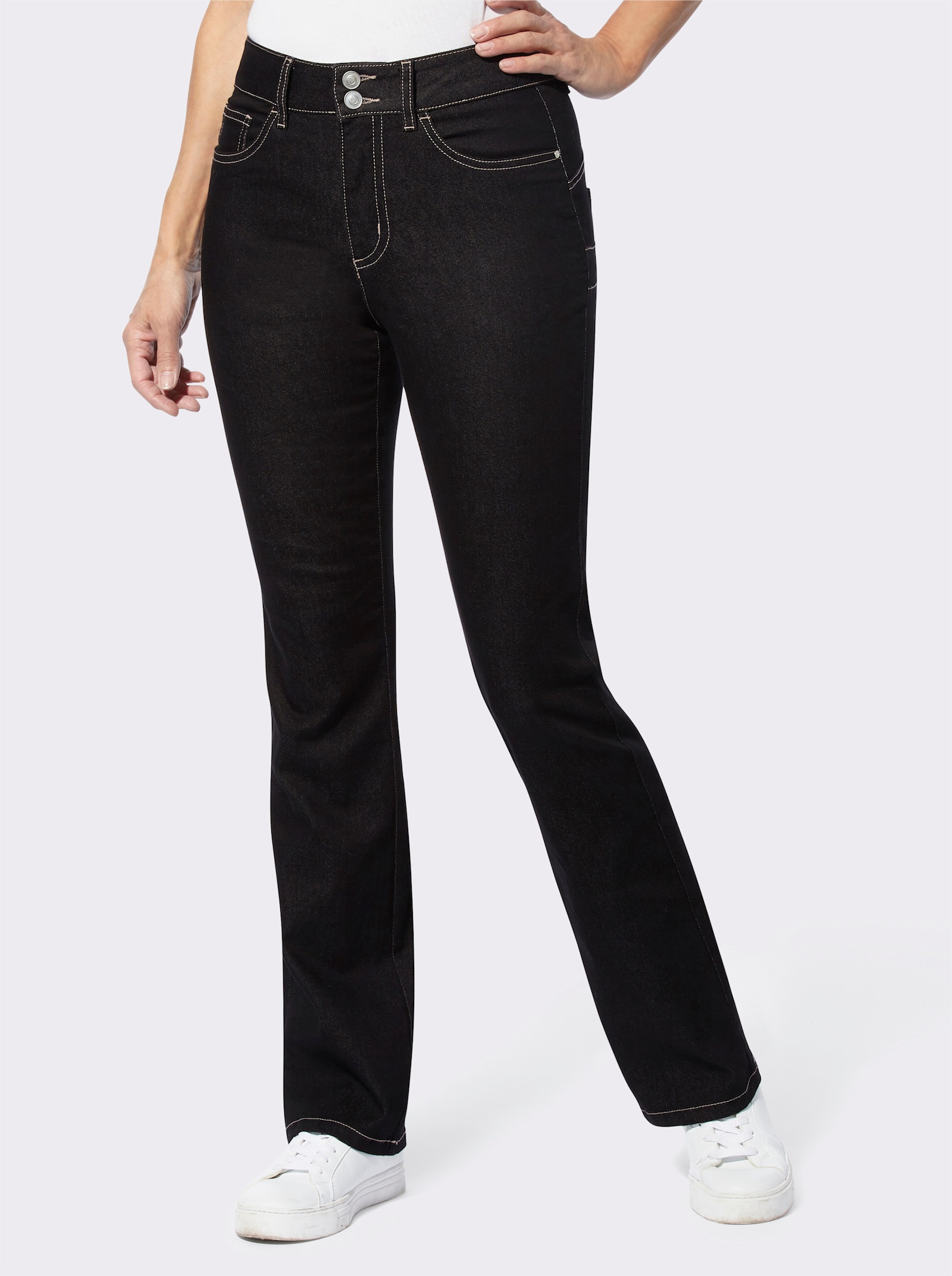 Bootcutjeans med push up-effekt - black-denim