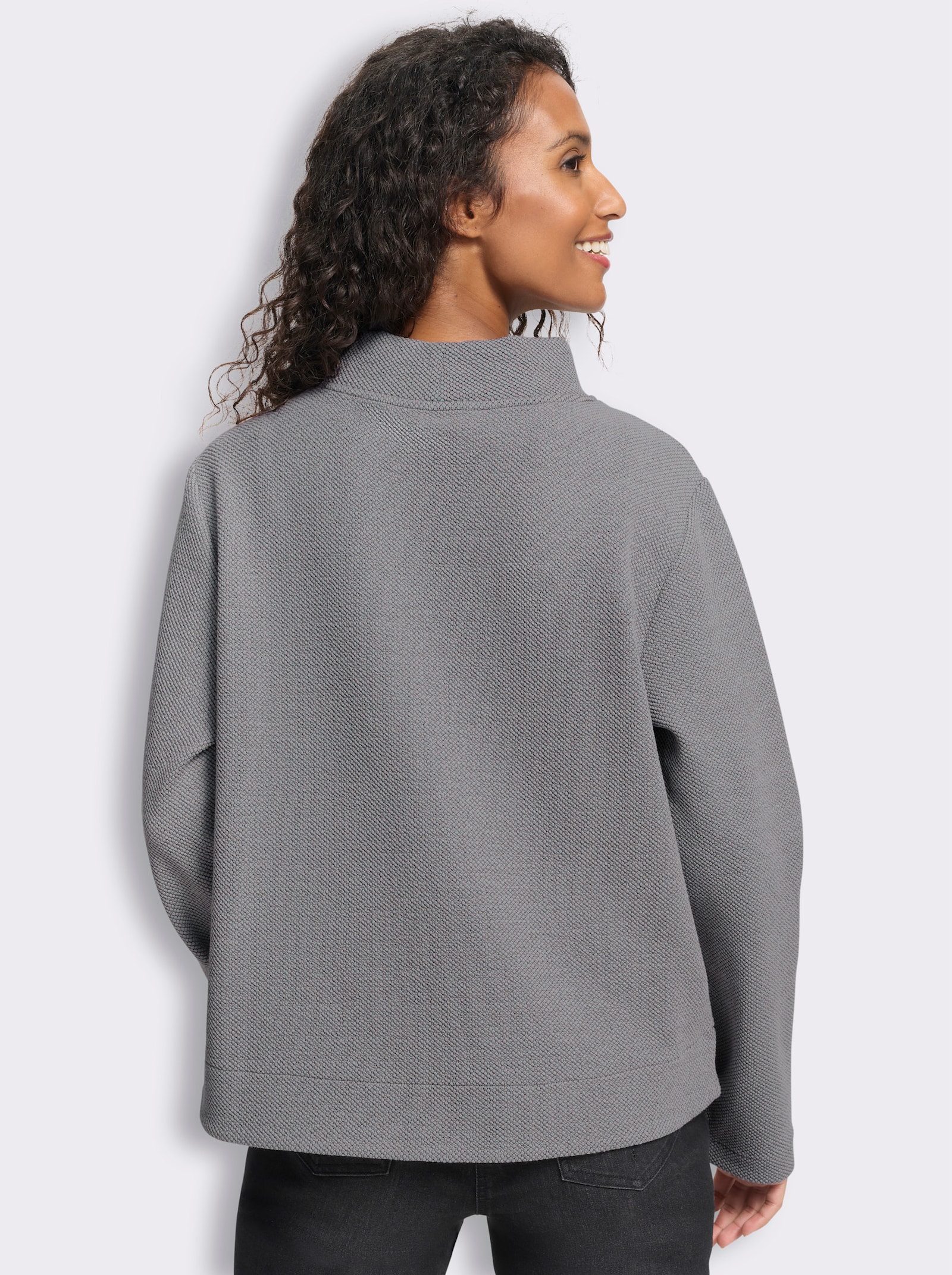 heine Sweatshirt in Melange-Optik - steingrau-meliert