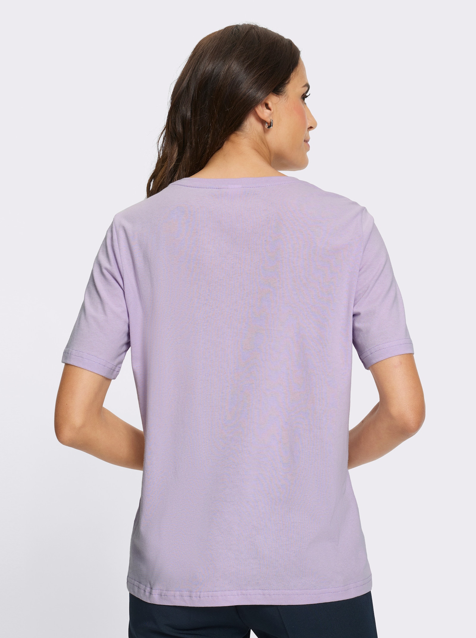 Rundhalsshirt mit platziertem Druck - flieder-bedruckt
