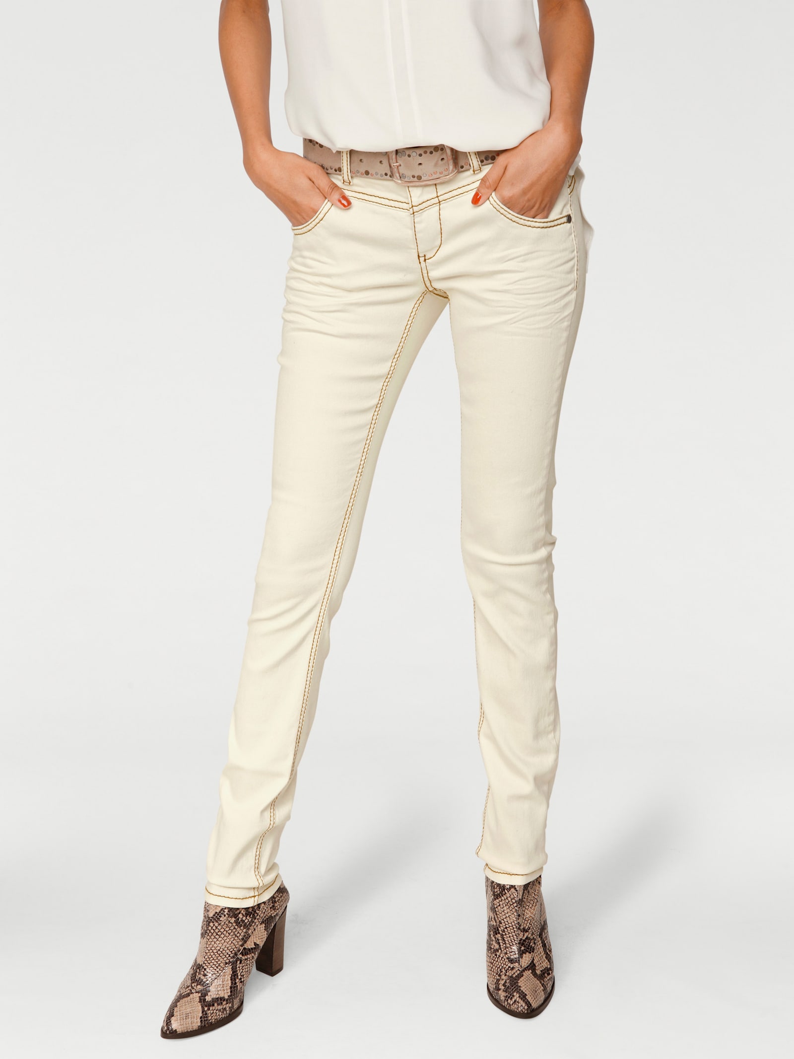 heine Skinny jeans met verlaagde taille - ecru