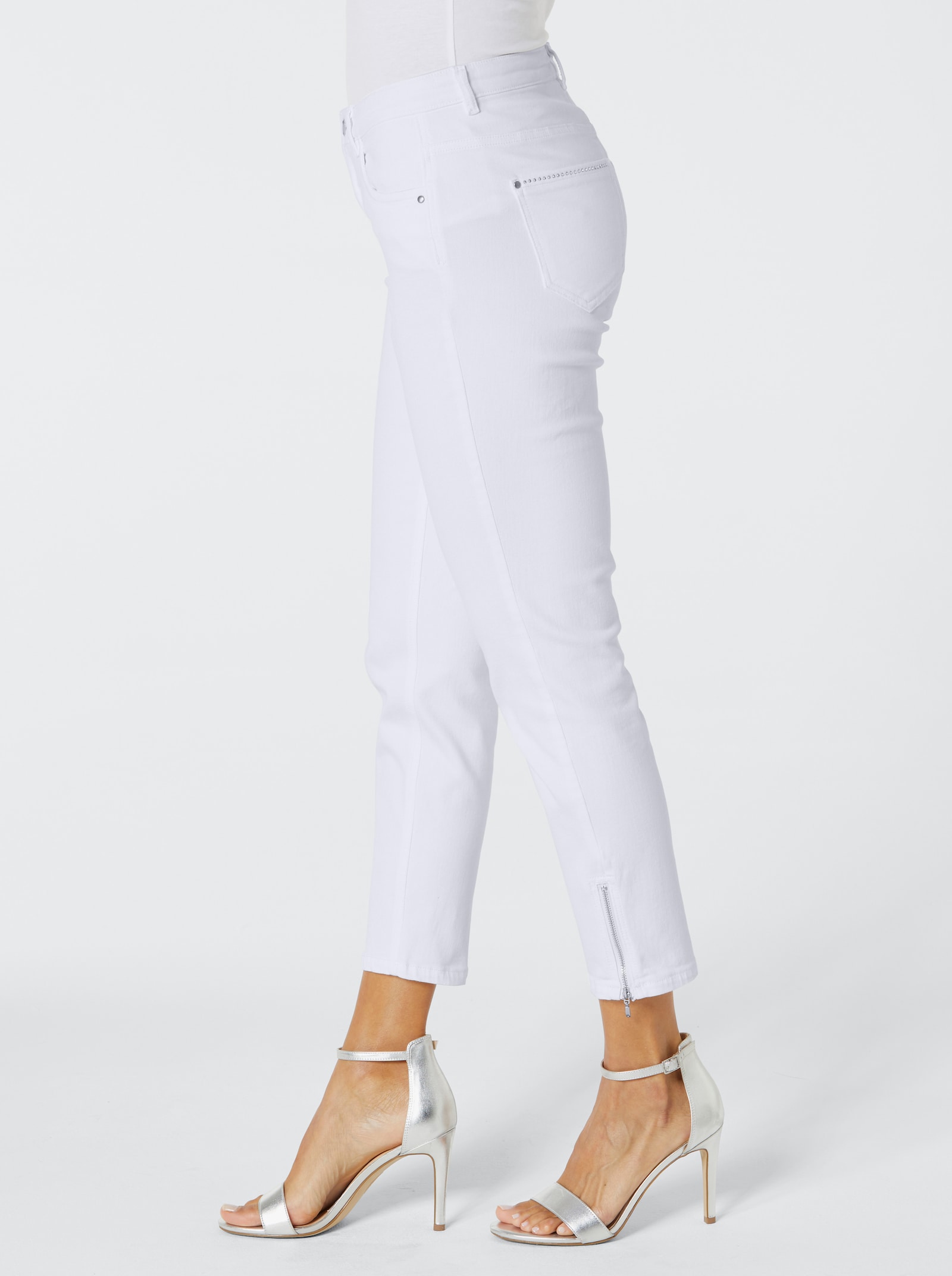 Ascari Jean 5 poches avec application strass - blanc